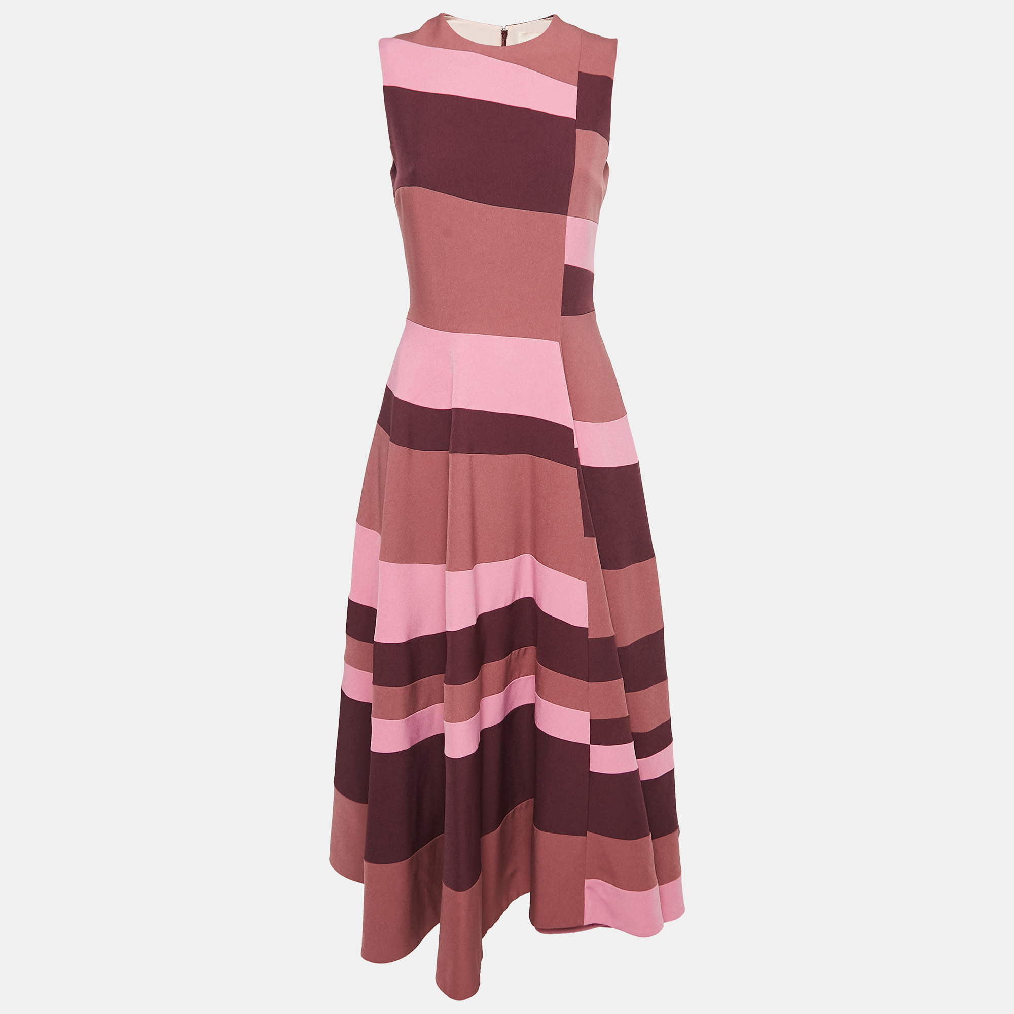 

Roksanda Pink & Purple Paneled Stretch Crepe Midi Dress S