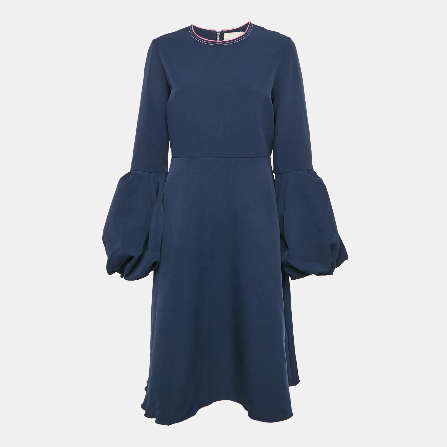 

Roksanda Ilincic Navy Blue Crepe Puff Sleeve Aylin Midi Dress L