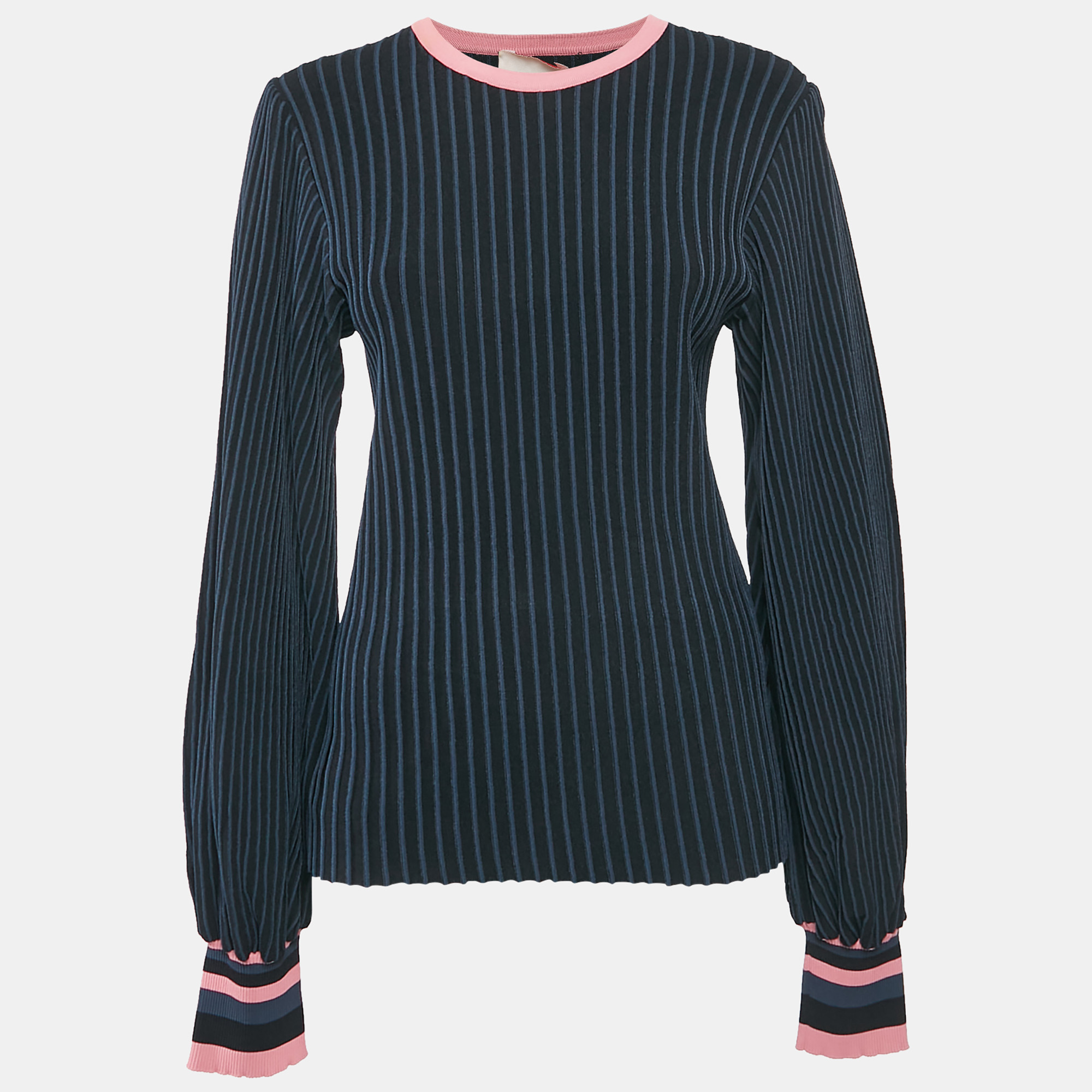 

Roksanda Black/Blue Stripe Jersey Sweater Top L