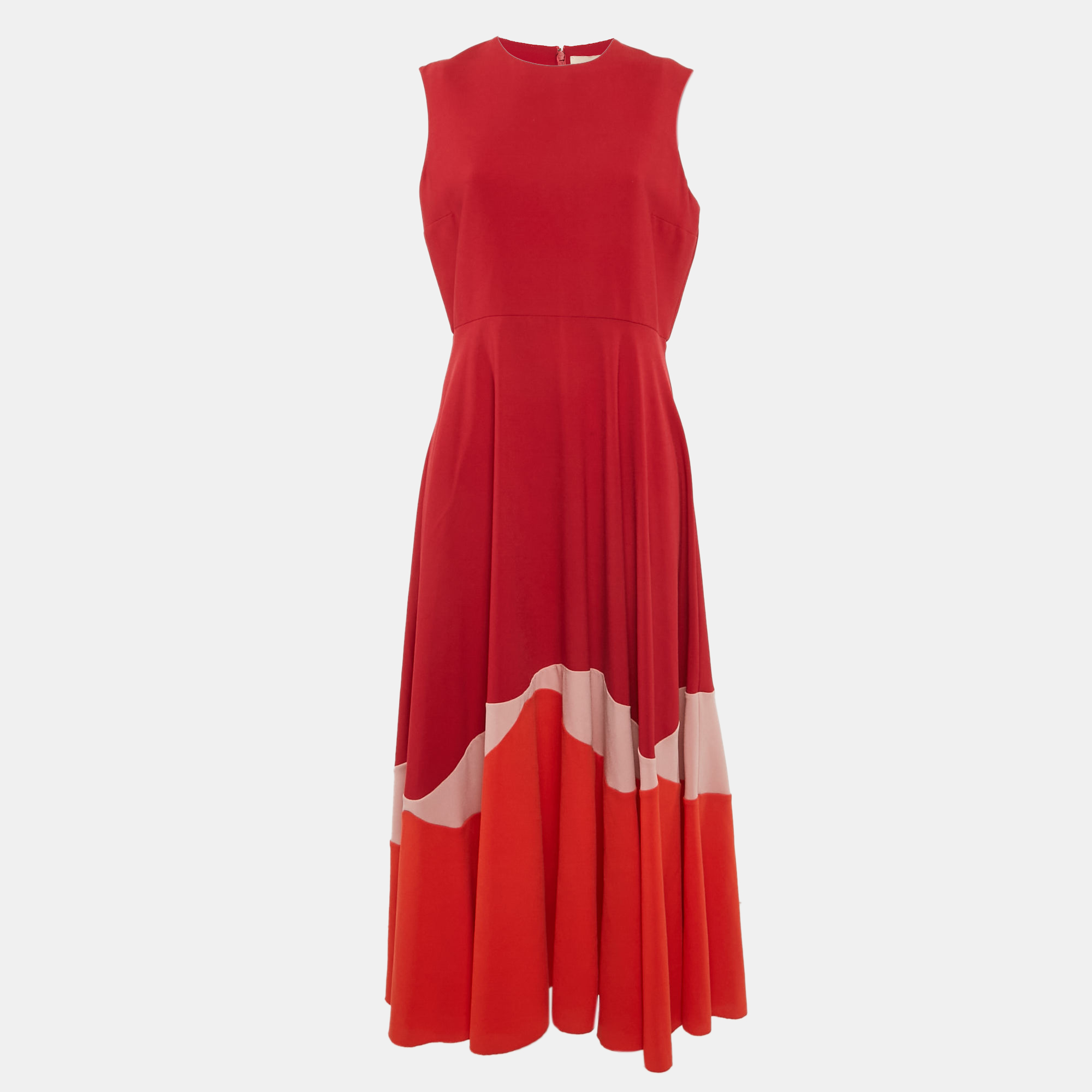 

Roksanda Red Crepe Contrast Panel Detail Long Dress L