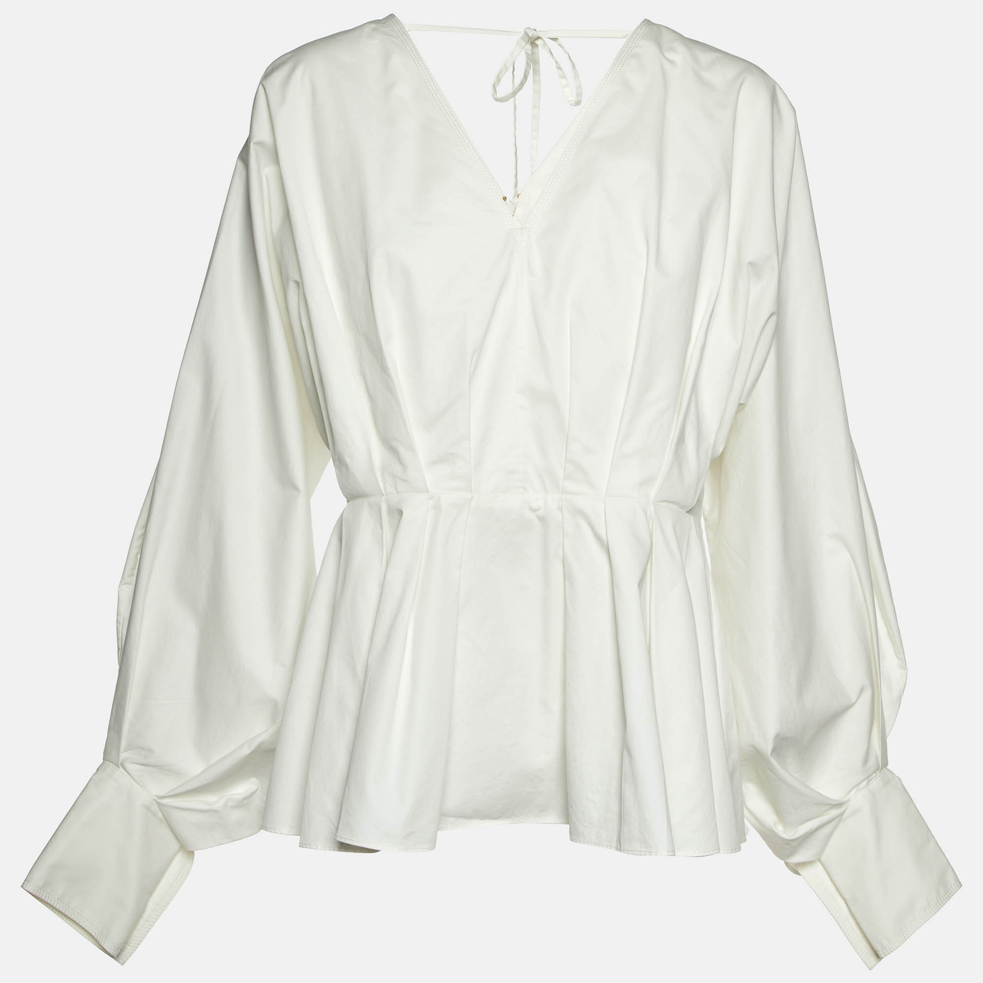 

Roksanda Ilincic White Cotton Pleated Blouse L