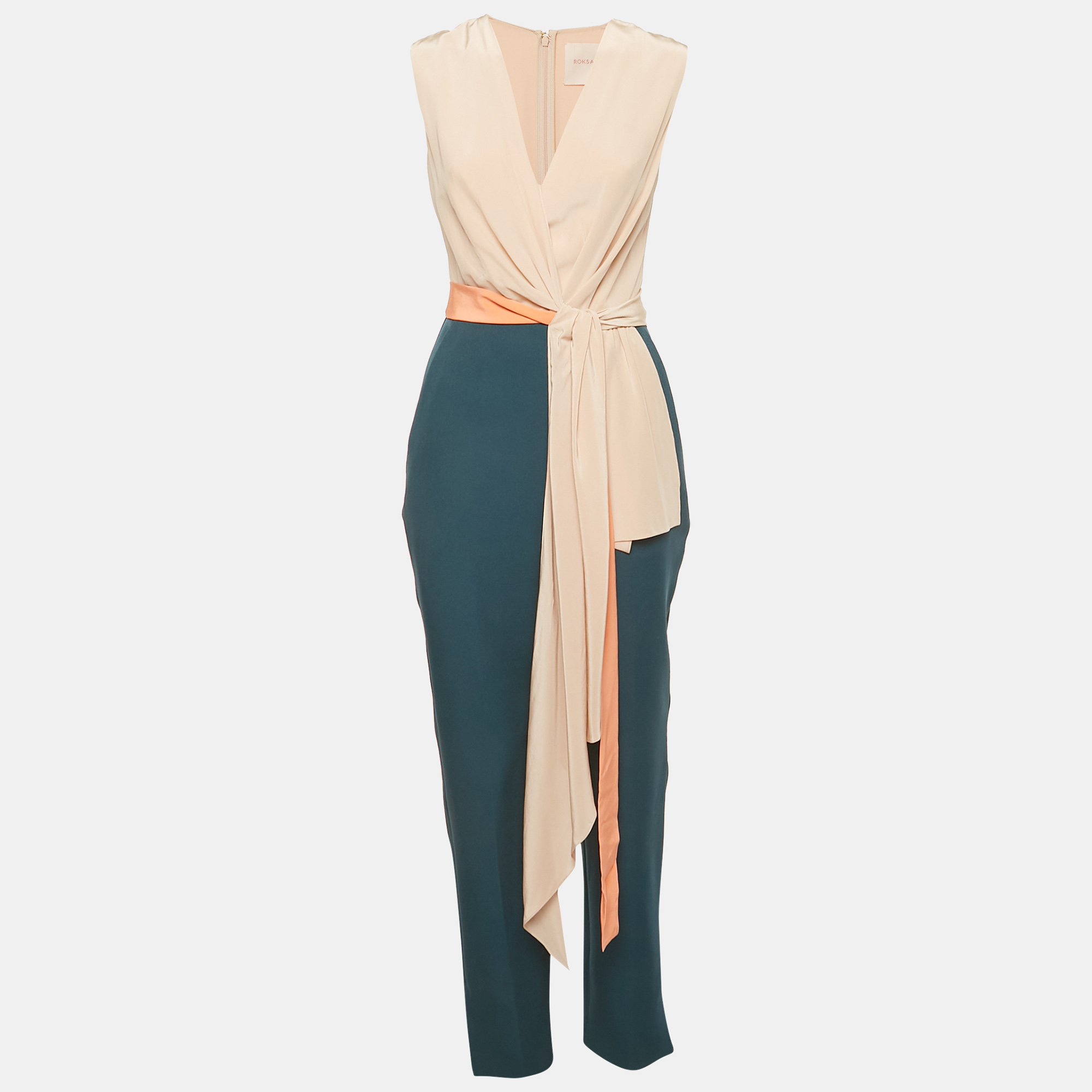 

Roksanda Ilincic Pink/Teal Silk and Crepe Sleeveless Jumpsuit S