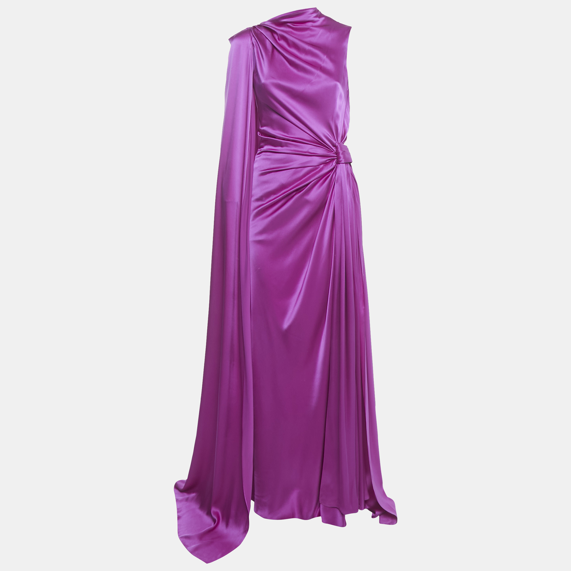 Pre-owned Roksanda Ilincic Roksanda Pink Silk Asymmetric Drape Orien Gown S