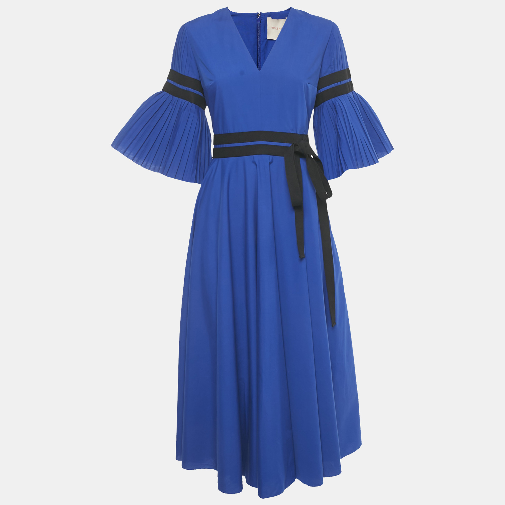 

Roksanda Persian Blue Cotton Blend Pleated Amalia Midi Dress S
