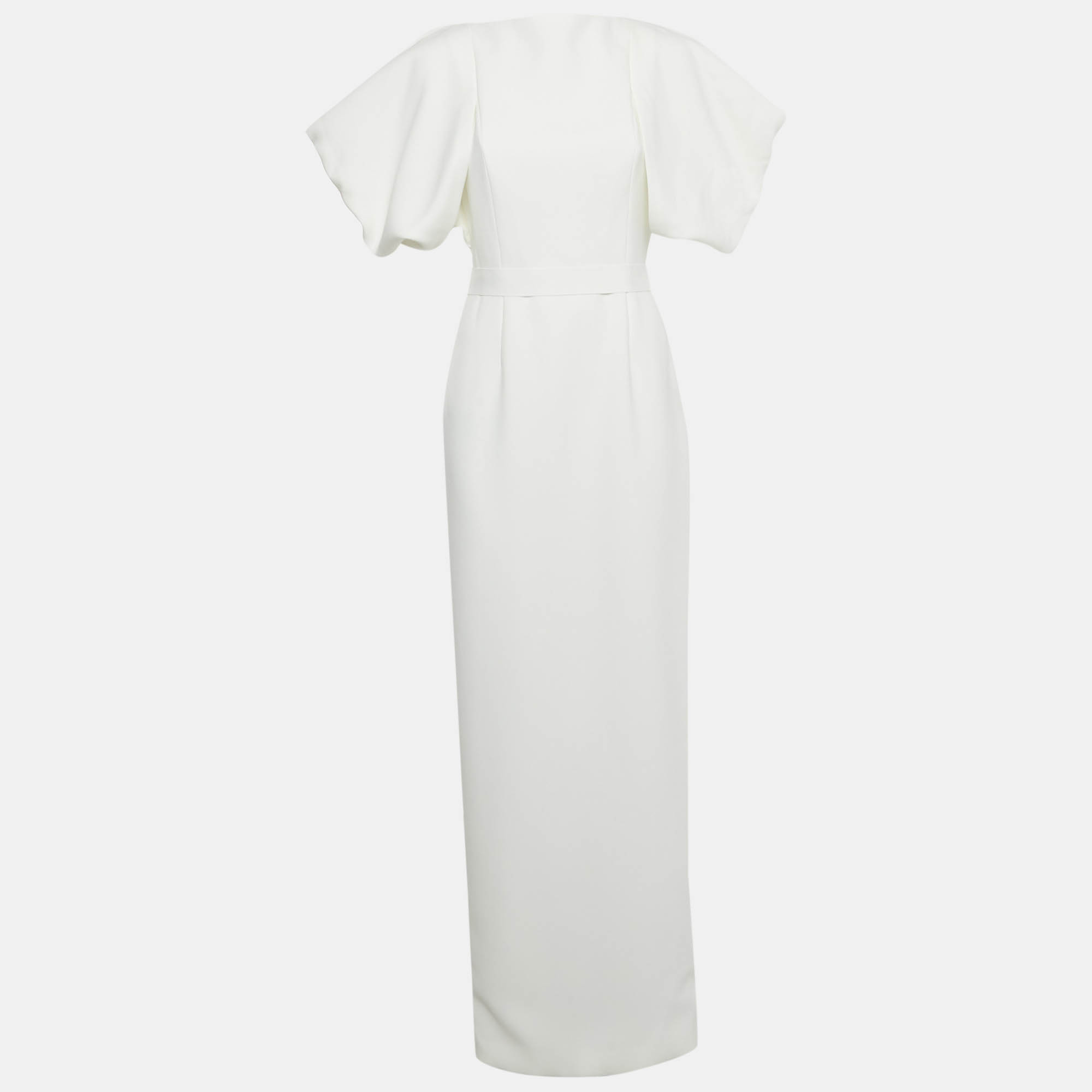 

Roksanda Ilincic White Crepe Puffed Sleeve Belted Maxi Dress M