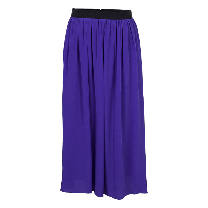 Pre Owned Roksanda Ilincic Blue Silk Gathered Skirt L