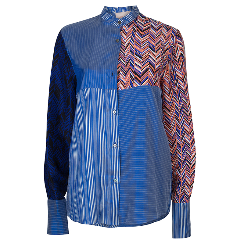 Pre Owned Roksanda Ilincic Blue Striped Silk Top S