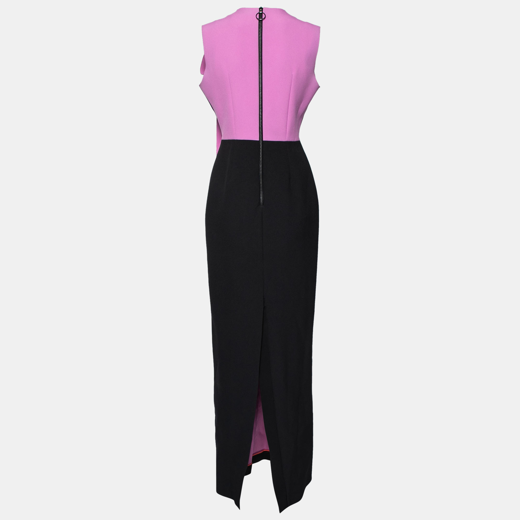 

Roksanda Black and Pink Crepe Back Slit Detailed Sleeveless Dress