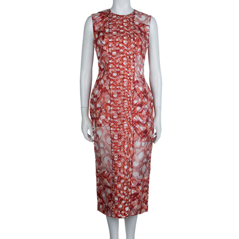 

Roksanda Ilincic Orange Printed Sleeveless Silk Dress