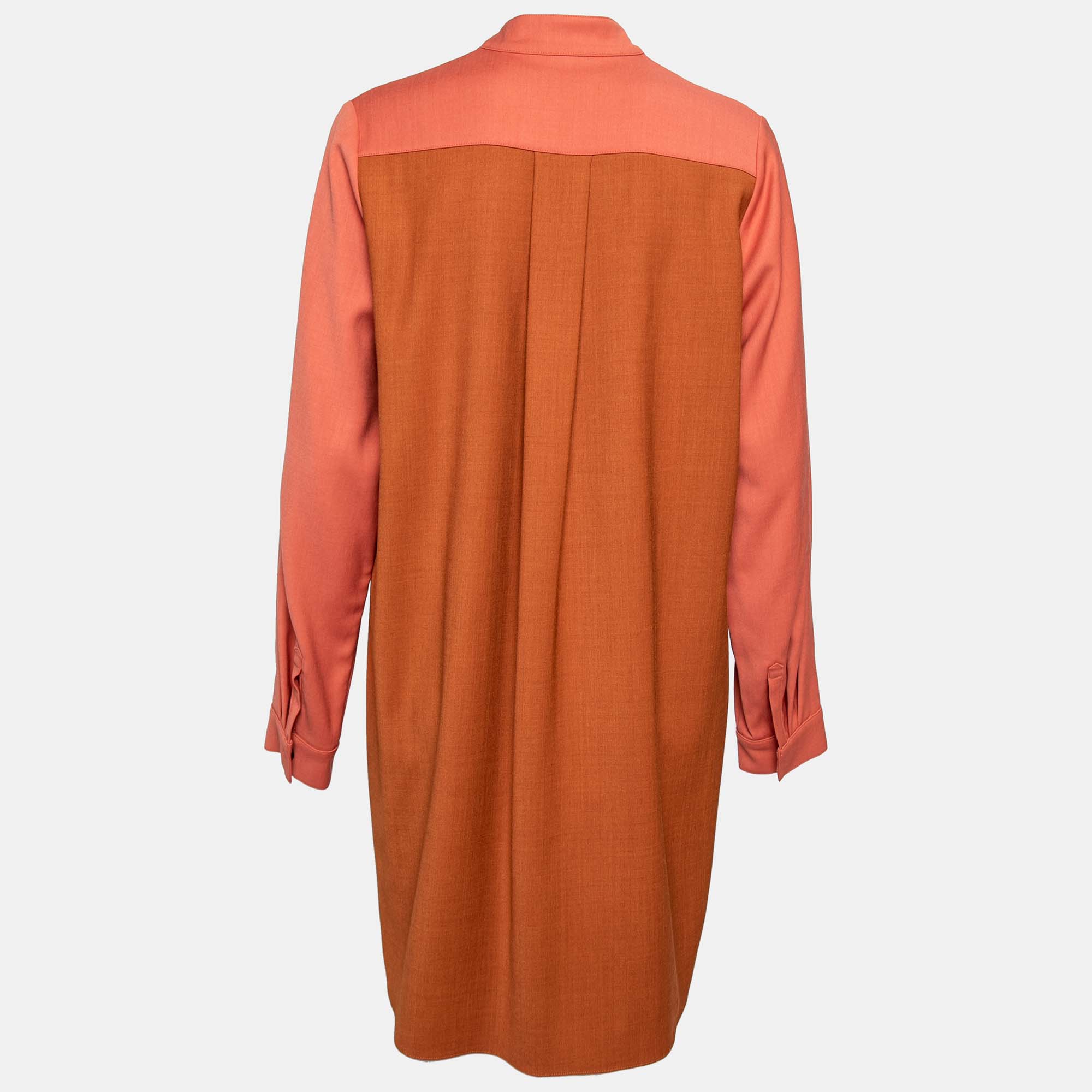 

Roksanda Ilincic Orange & Mustard Crepe Drop-Tail Shirt