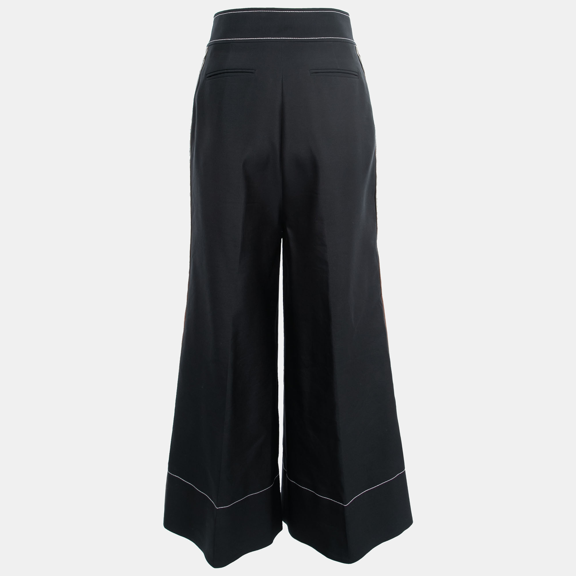 

Roksanda Black Wool Side Stripe Wide-Leg Pants