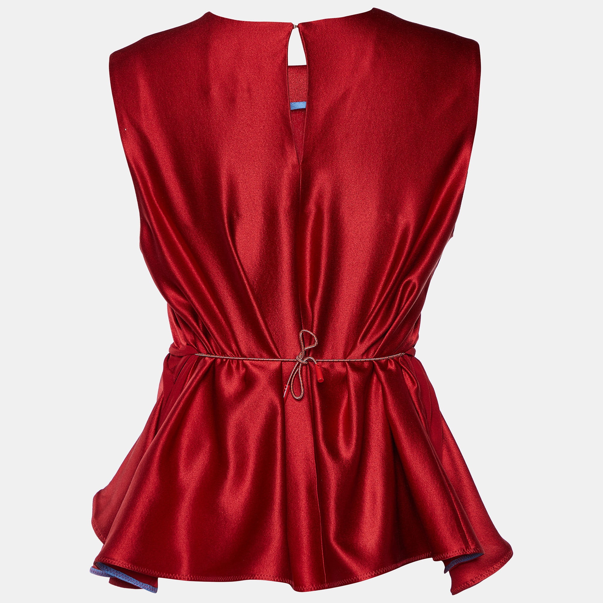 

Roksanda Red Silk Satin Asymmetric Hem Sleeveless Top