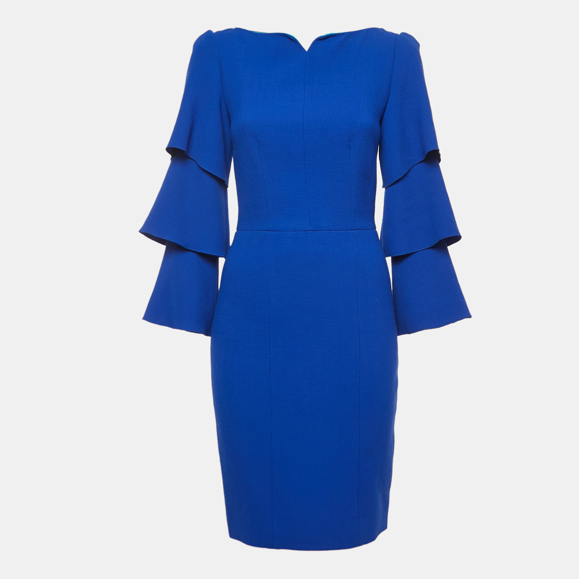 Pre-owned Roksanda Ilincic Blue Crepe Bell Sleeve Midi Dress S