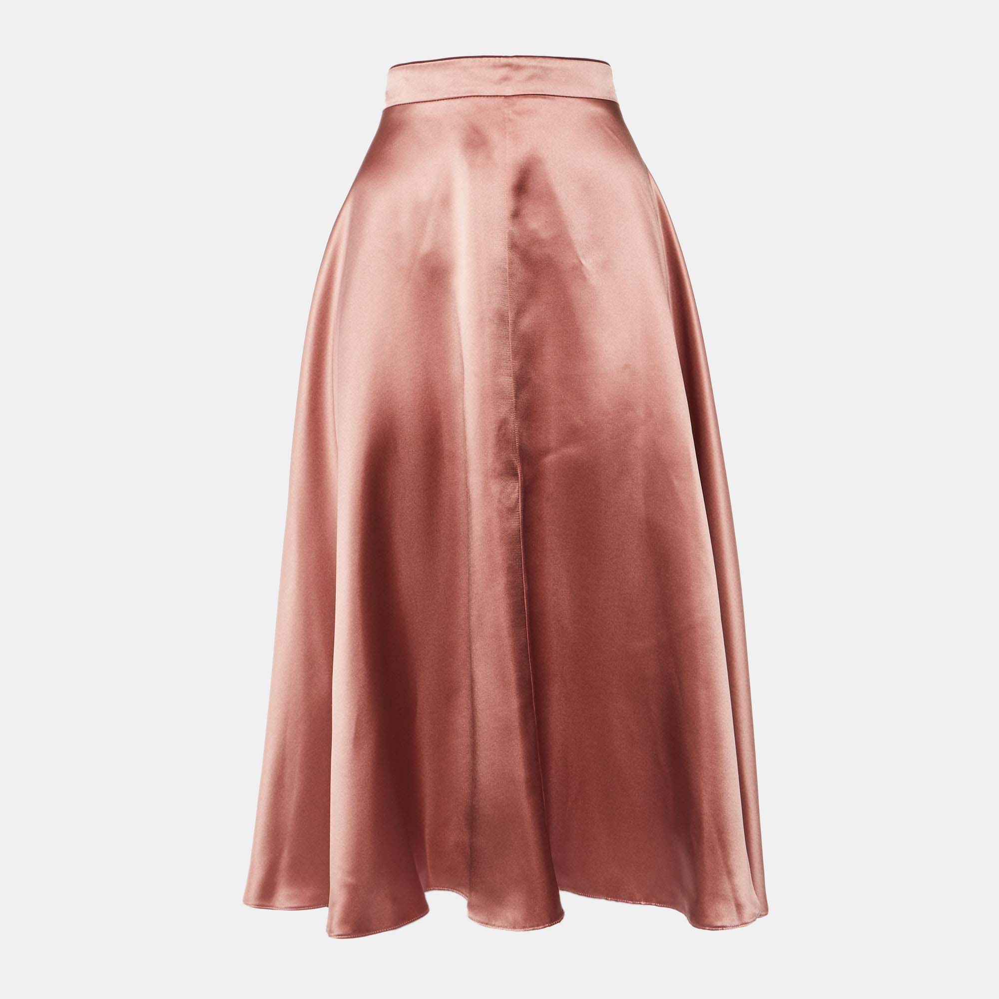 Pre-owned Roksanda Pink Silk Satin Midi Skirt L