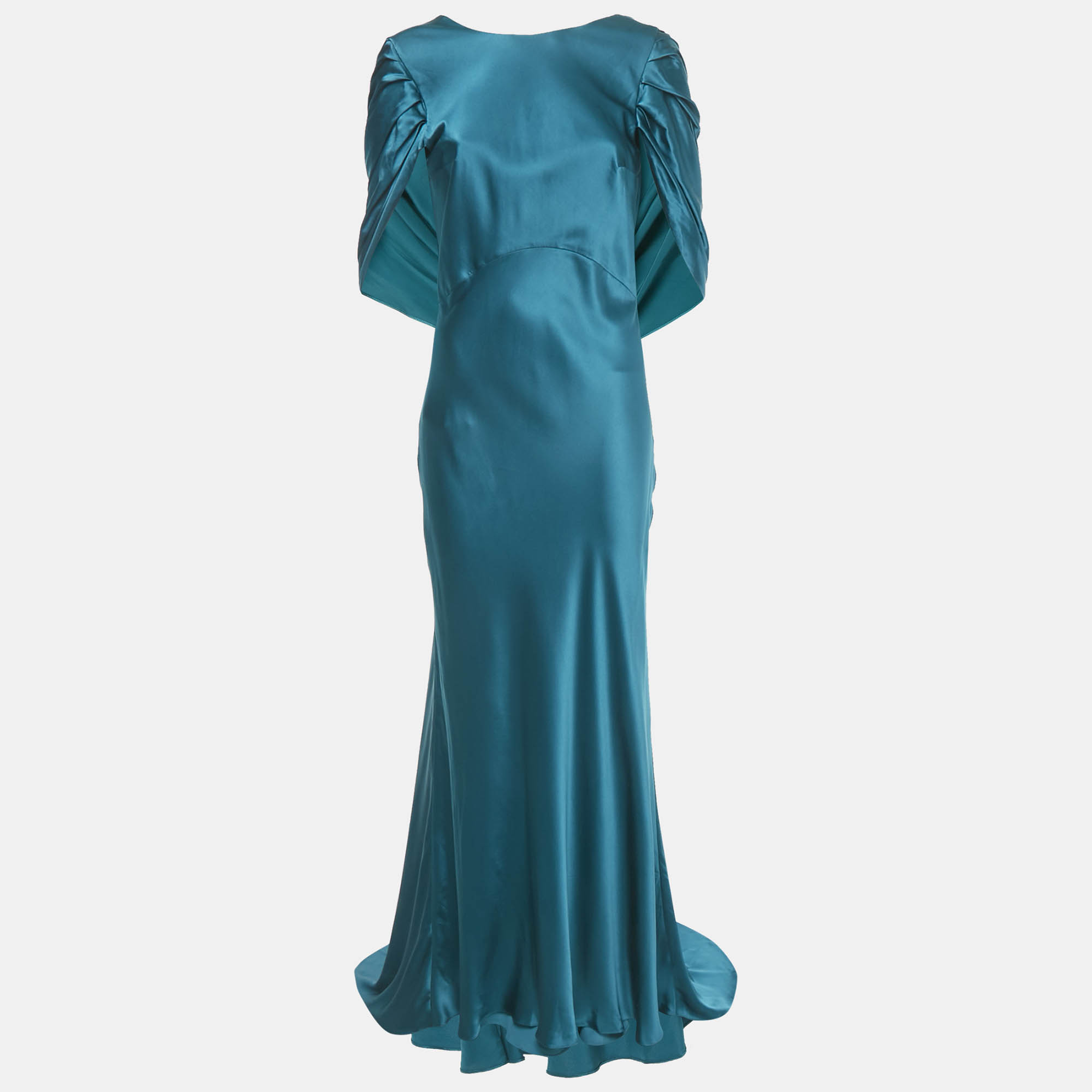 

Roksanda Teal Blue Satin Draped Detail Gown M