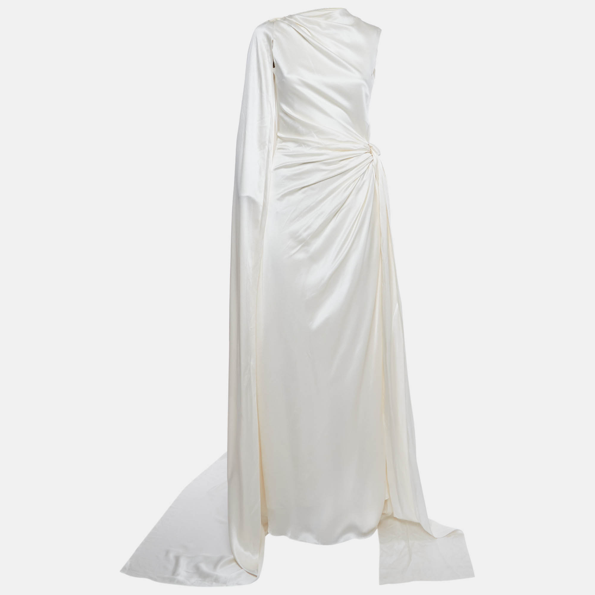 

Roksanda Ivory Satin Draped Style Back Open Long Dress S, White