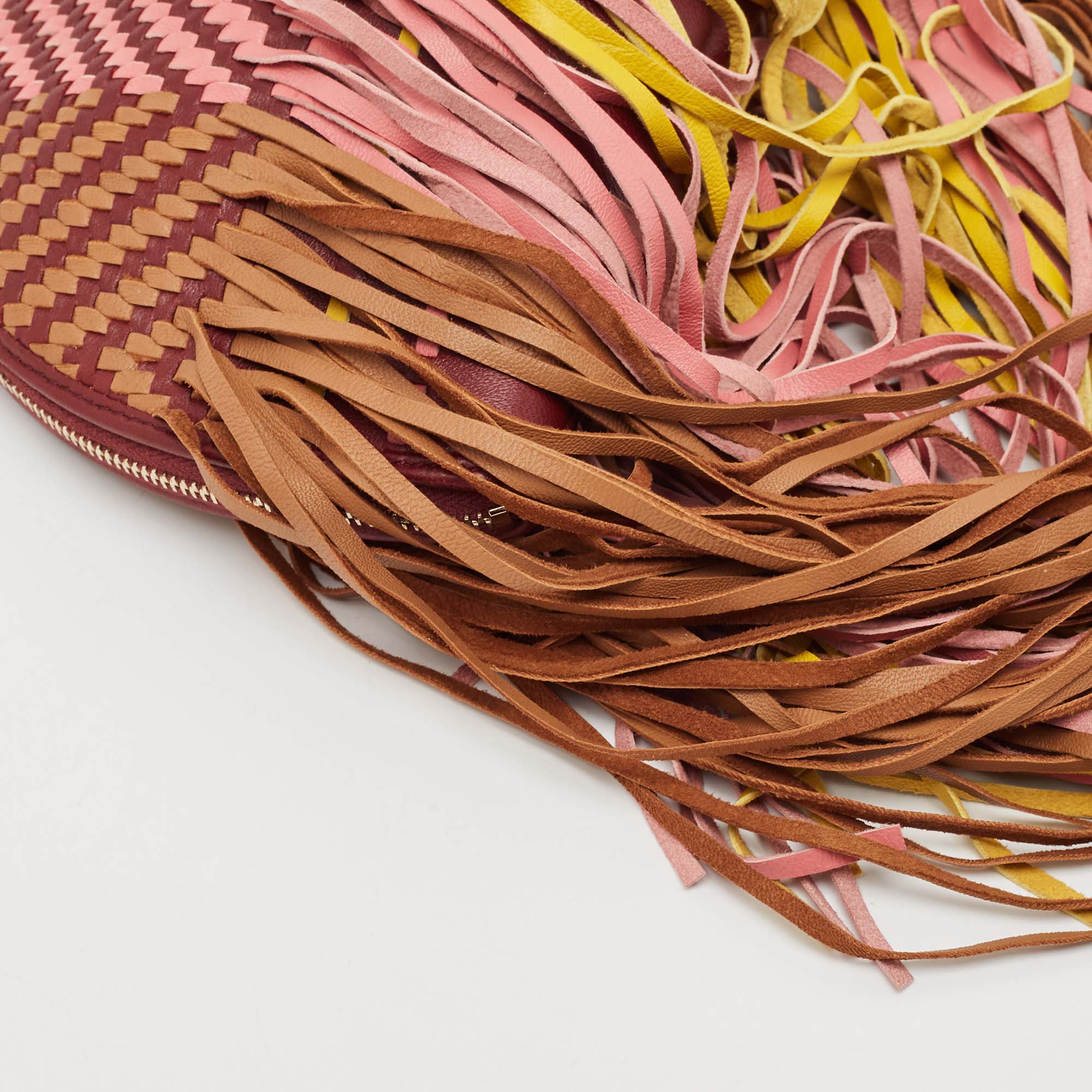 Roksanda Burgundy/Multicolor Leather Eartha Fringe Pouch 