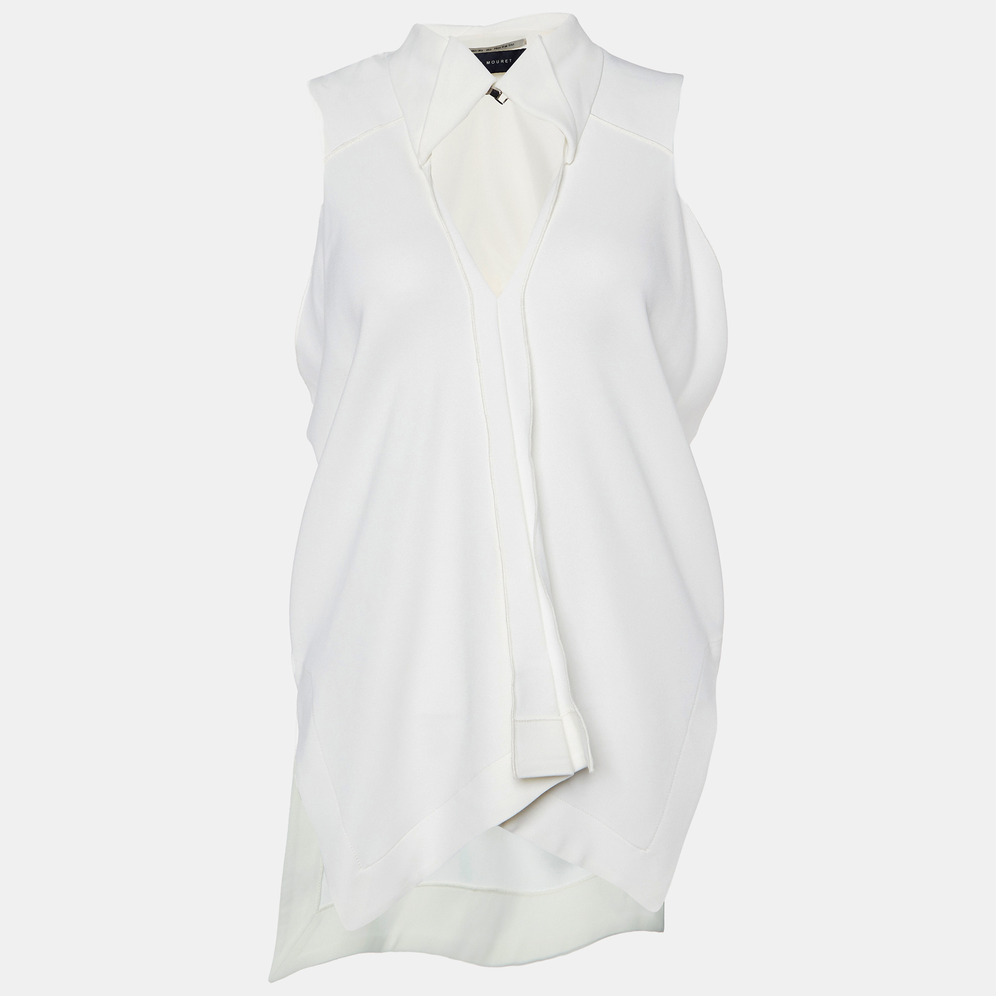 

Roland Mouret White Crepe Sleeveless V Neck Top S