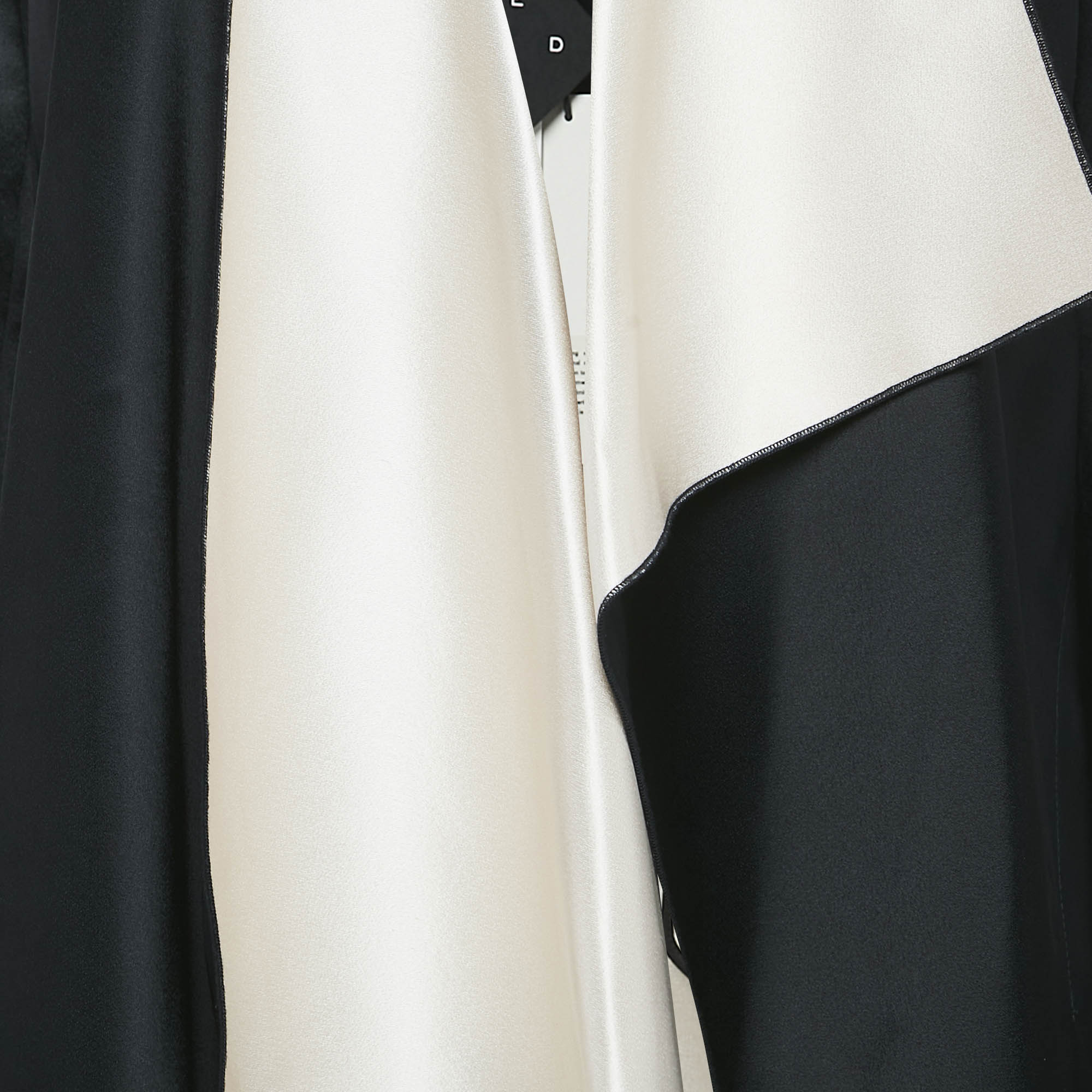 Roland Mouret Black/Blush Pink Double-Faced Satin Open Front Studham Coat M 