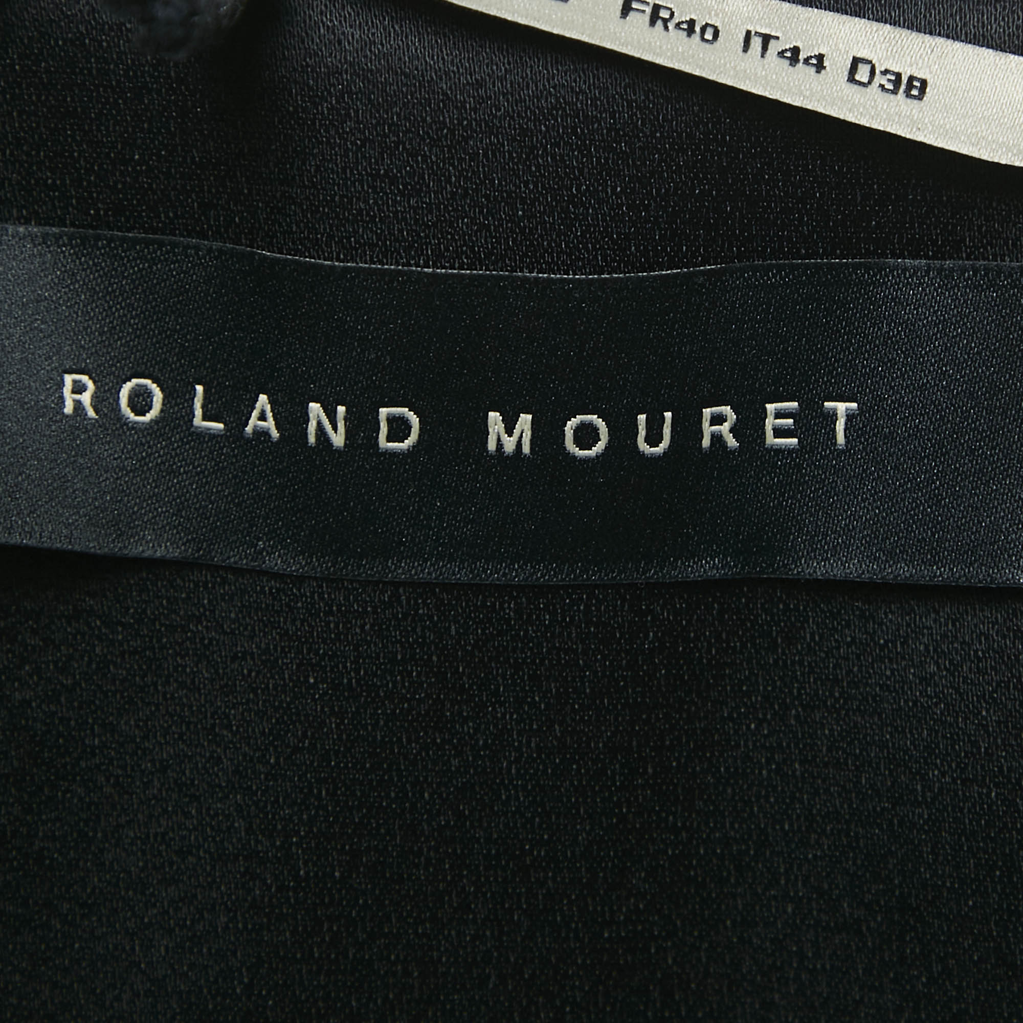 Roland Mouret Black/Blush Pink Double-Faced Satin Open Front Studham Coat M 