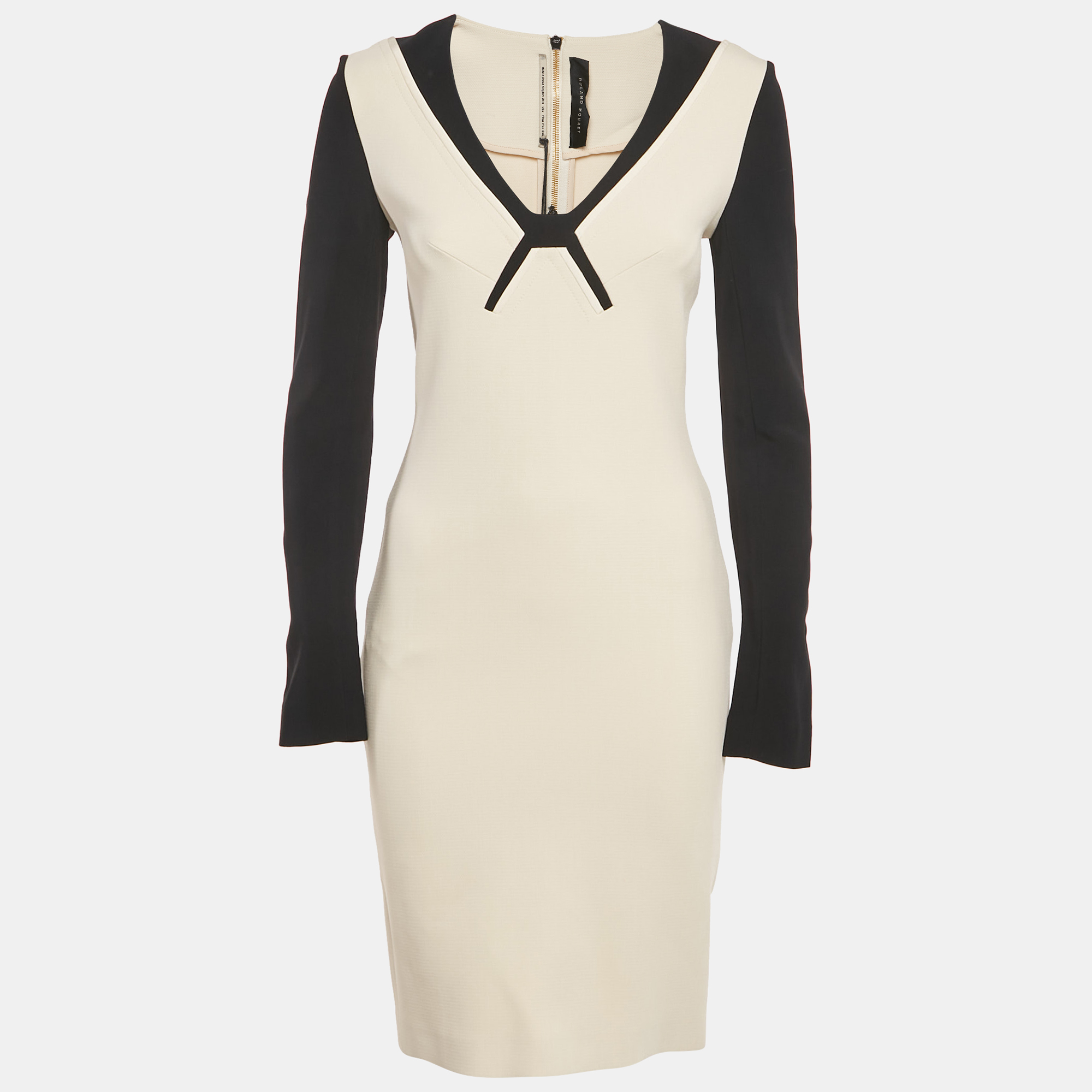

Roland Mouret Cream Stretch Crepe Knee-Length Dress M