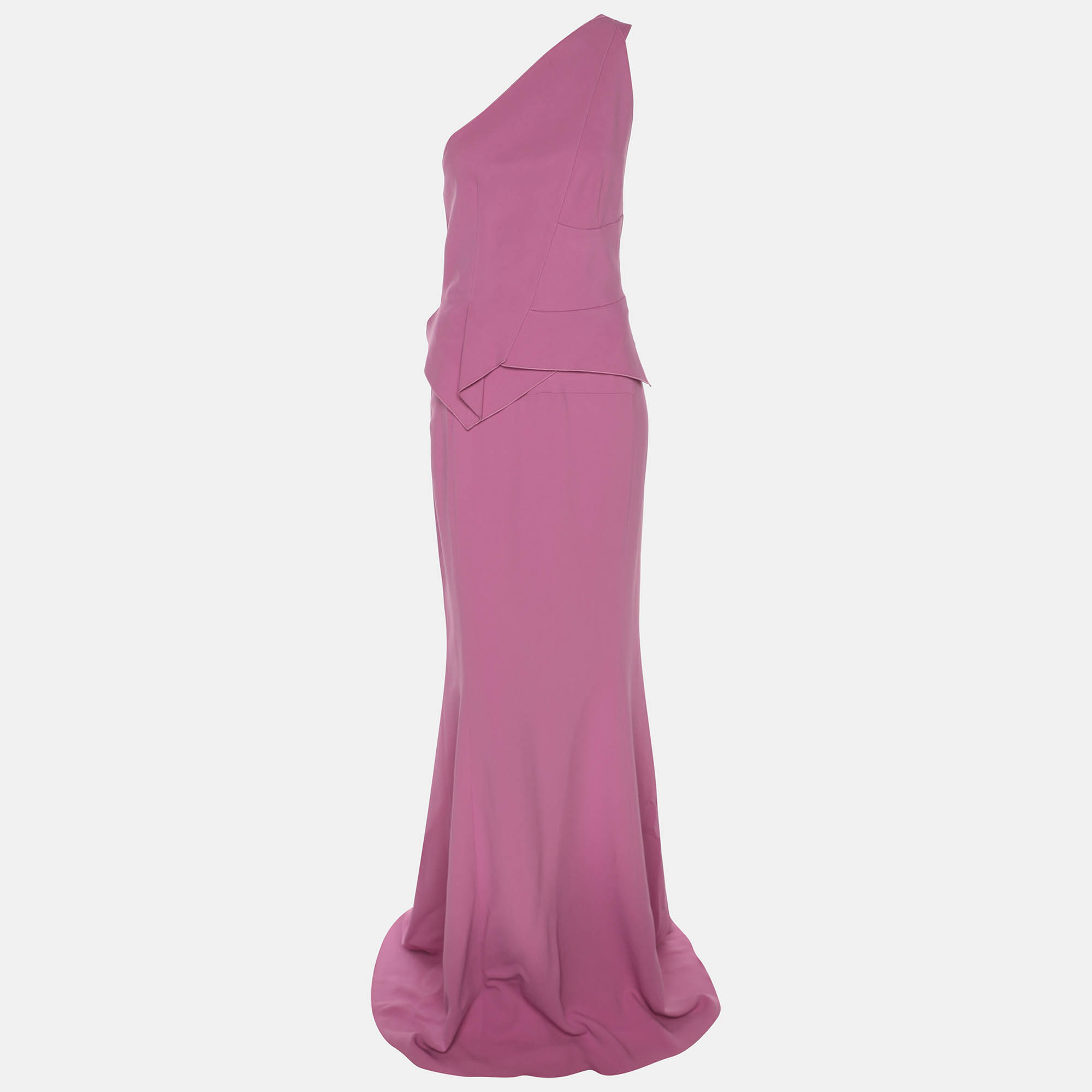 

Roland Mouret Violet Stretch Crepe One Shoulder Long Dress M, Purple