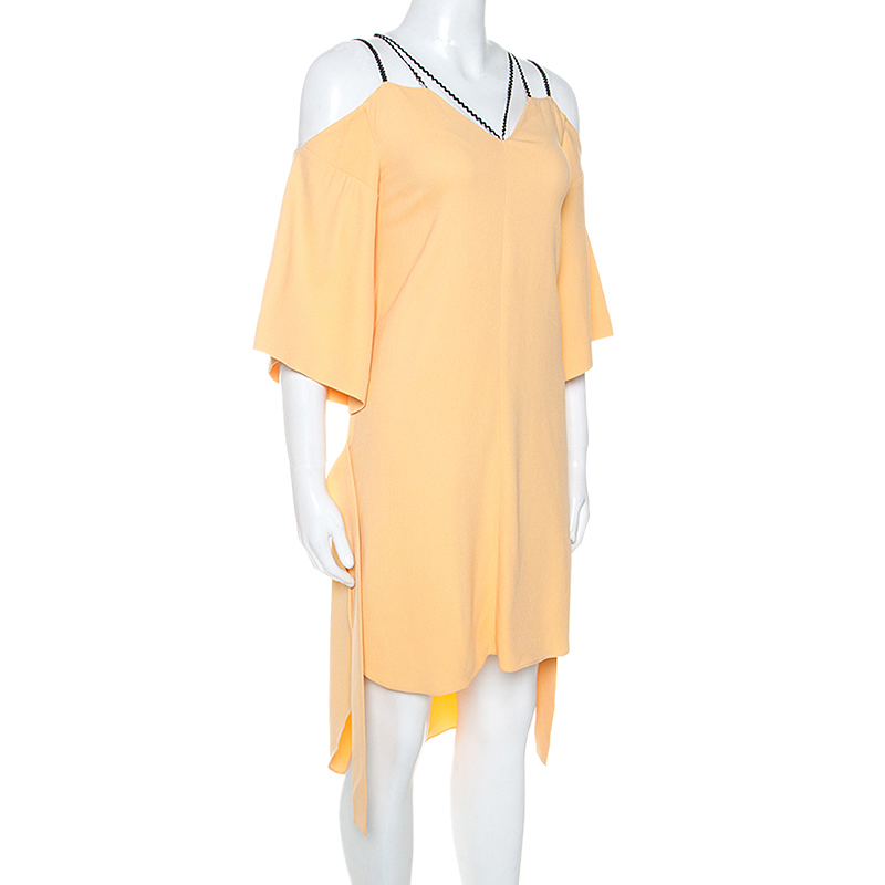 

Roland Mouret Pale Orange Crepe Contrast Trim Conway Short Dress