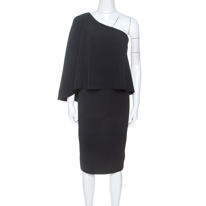 Pre Owned Roland Mouret Black Crepe One Shoulder Amaral Dress M
