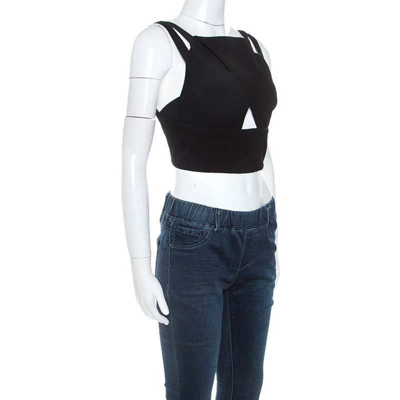 

Roland Mouret Black Crepe Cross Over Maida Crop Top