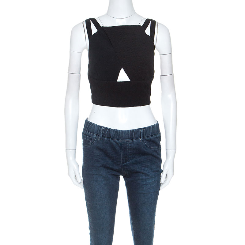 Roland Mouret Black Crepe Cross Over Maida Crop Top L Roland Mouret Tlc