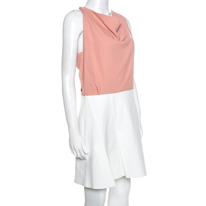 

Roland Mouret Colorblock Sleeveless Cutout Back Detail Dress, White