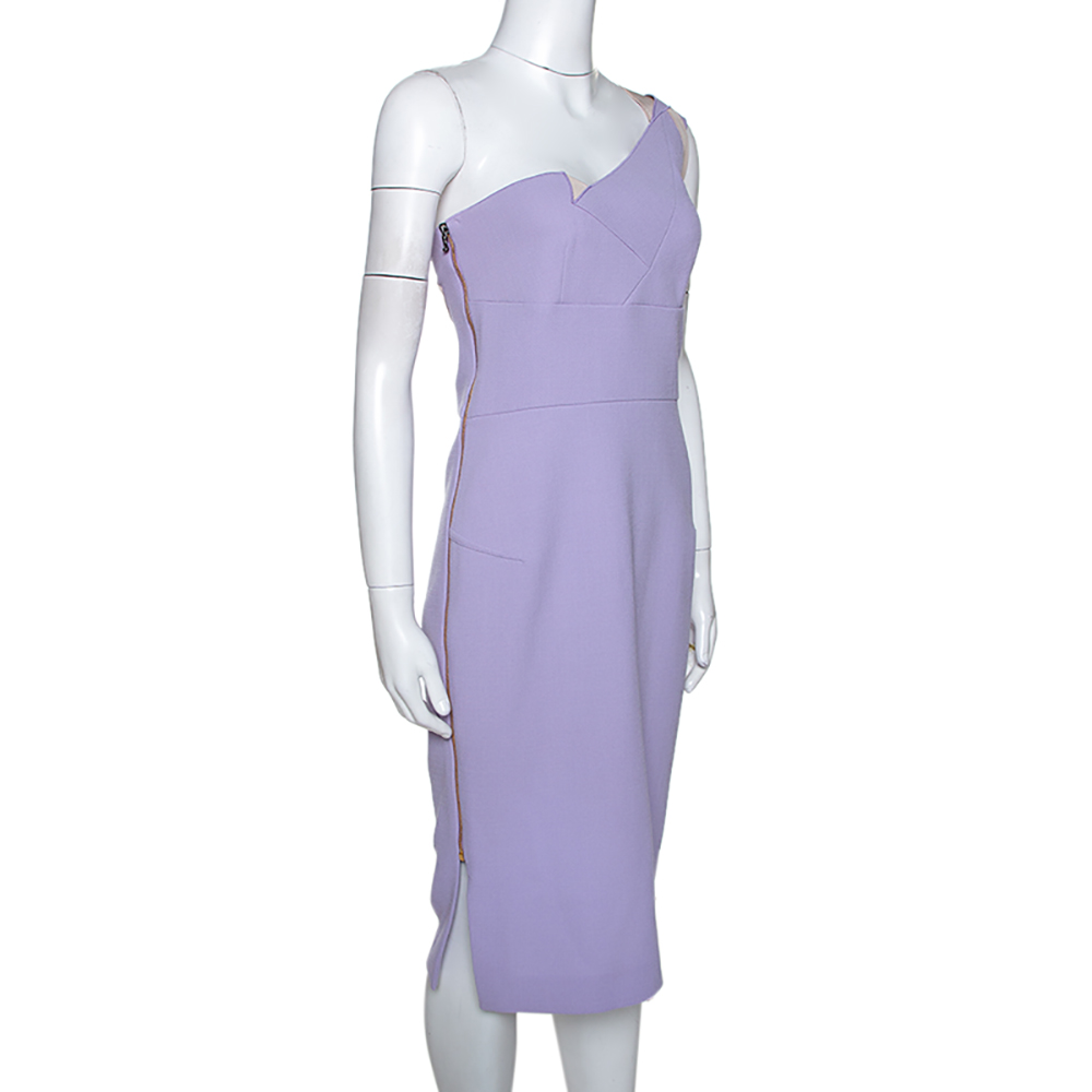 

Roland Mouret Lavender Wool Crepe One Shoulder Aglais Dress, Purple