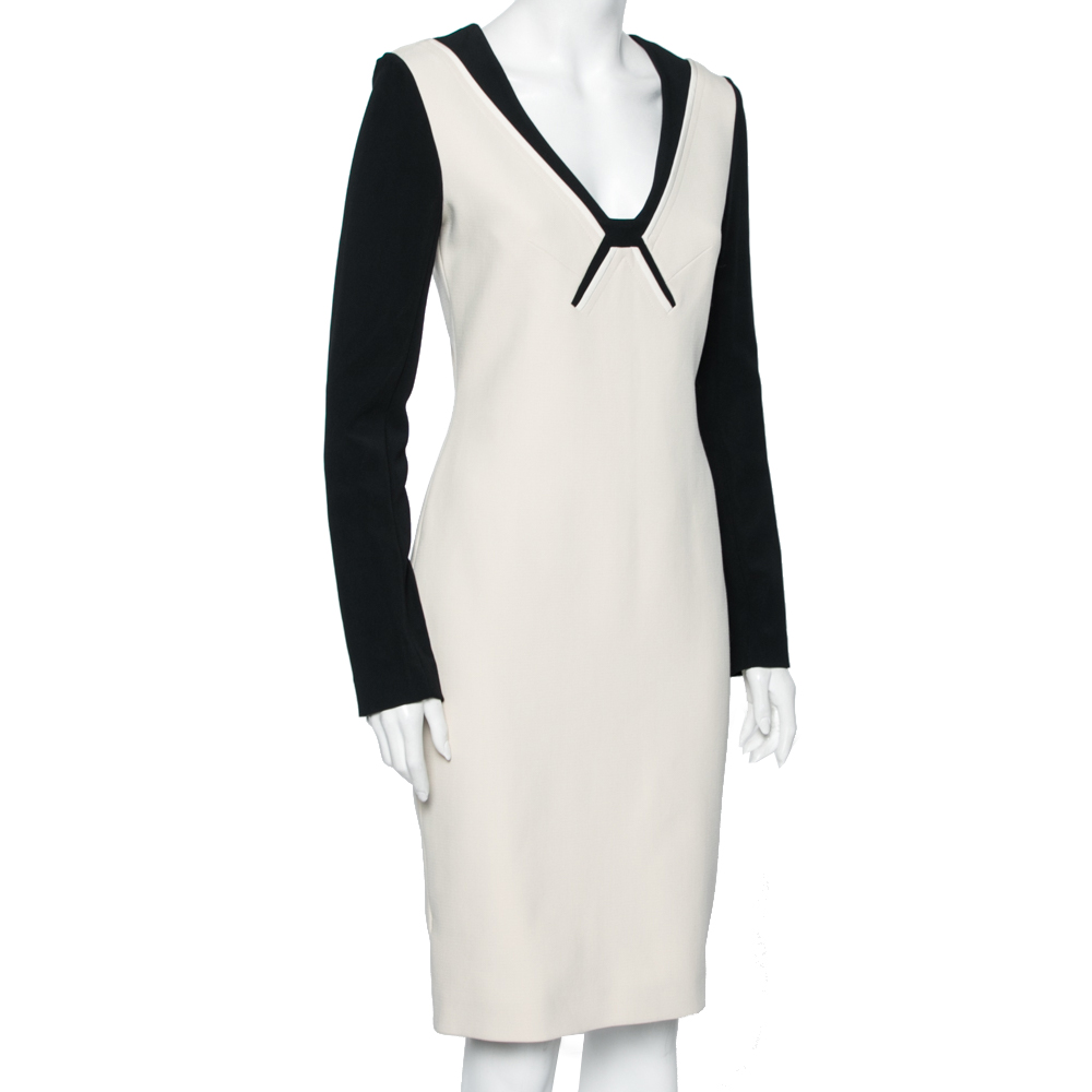 

Roland Mouret Colorblock Knit Long Sleeve Kutim Dress, Cream