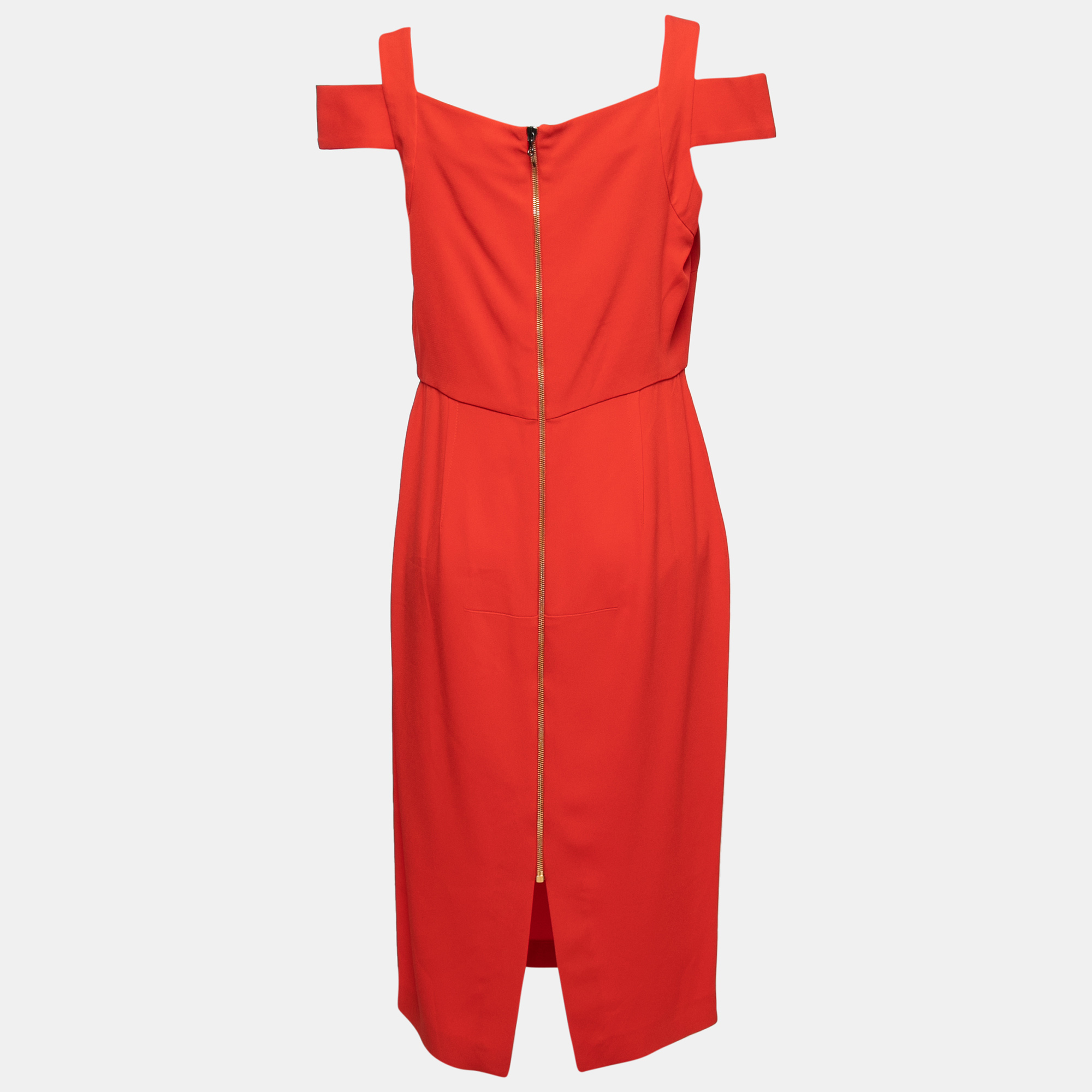 

Roland Mouret Red Crepe Off-Shoulder Erskin Midi Dress