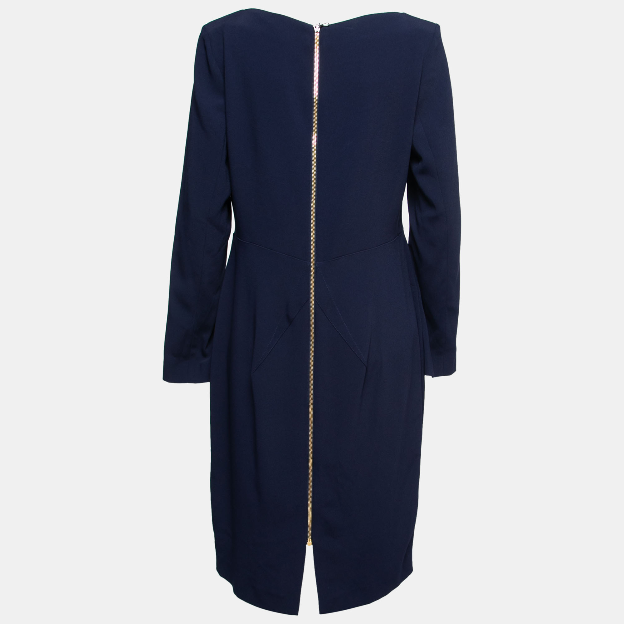 

Roland Mouret Navy Blue Crepe Asymmetric Bitzer Midi Dress