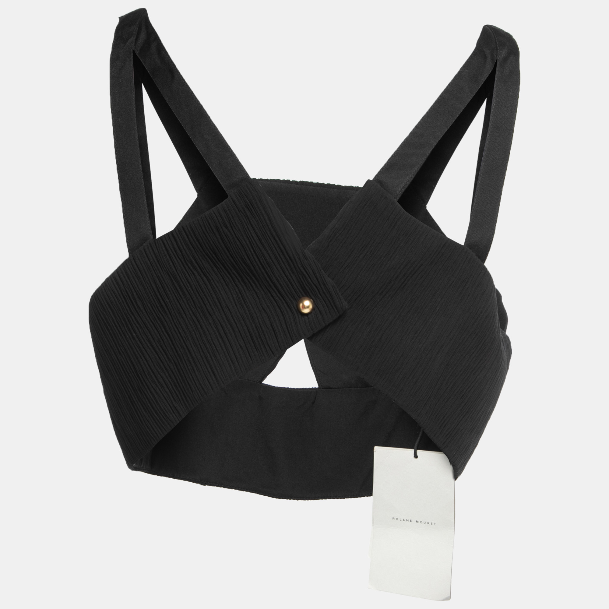 

Roland Mouret Black Crepe & Chiffon Cutout Detail Crop Top