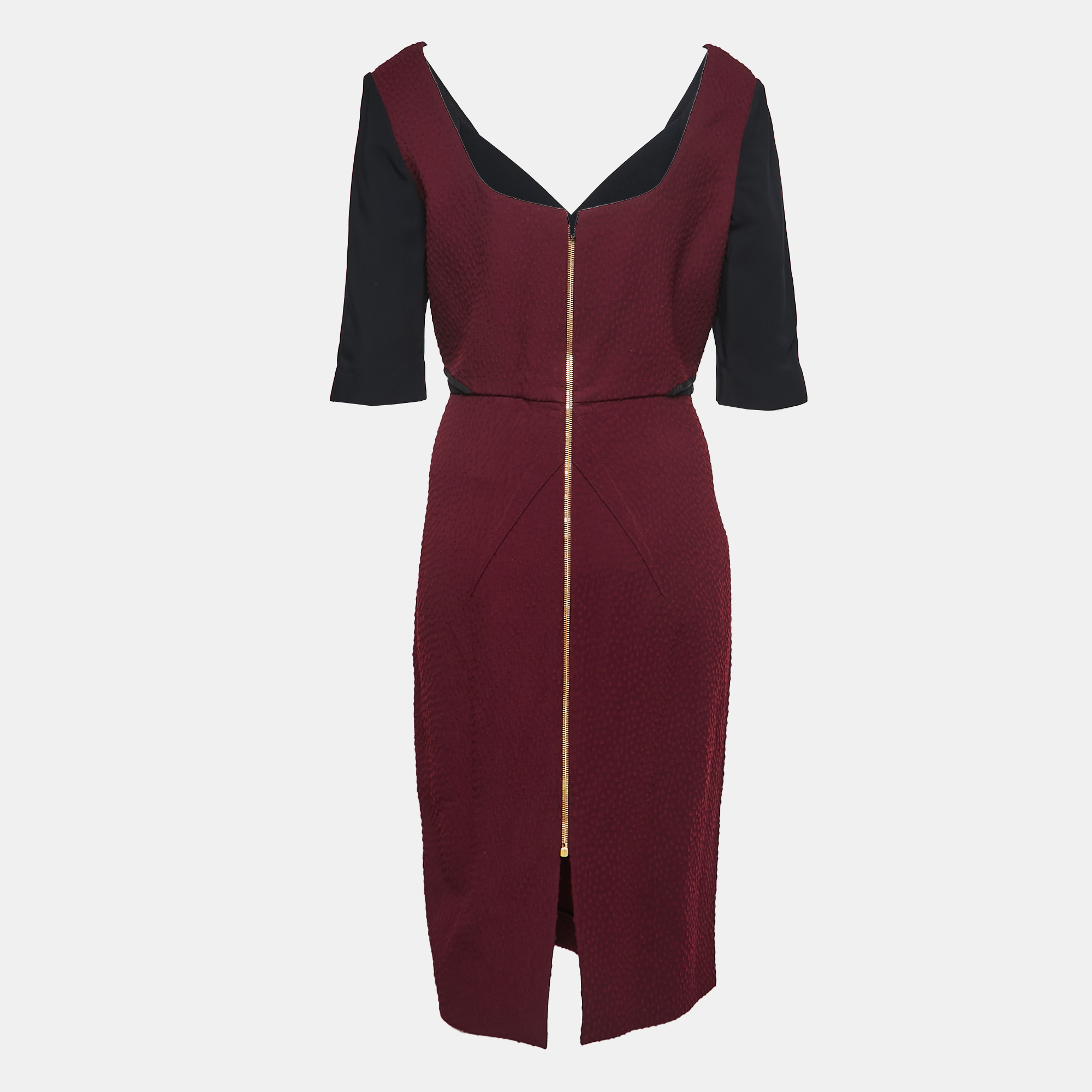 

Roland Mouret Burgundy Jacquard Knit Axele Midi Dress