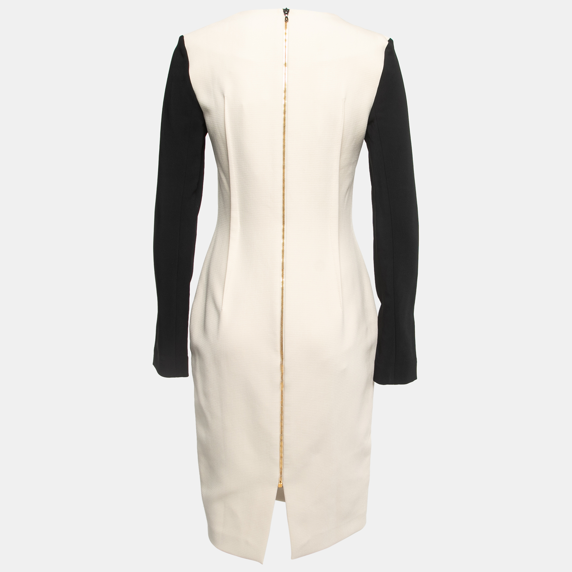 

Roland Mouret Off-White/Black Wool Blend Knit Long Sleeve Kutim Dress