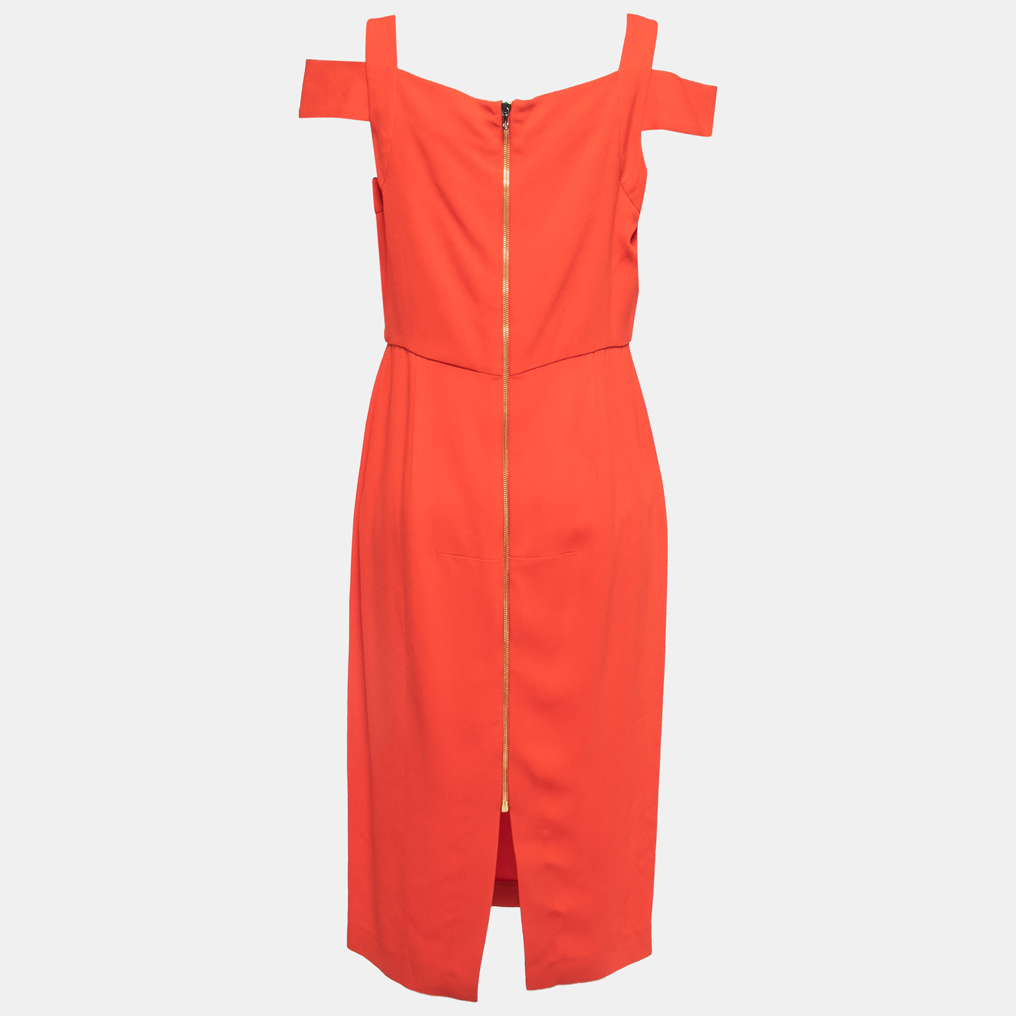 

Roland Mouret Limited Edition Bright Red Stretch Crepe Midi Dress, Orange