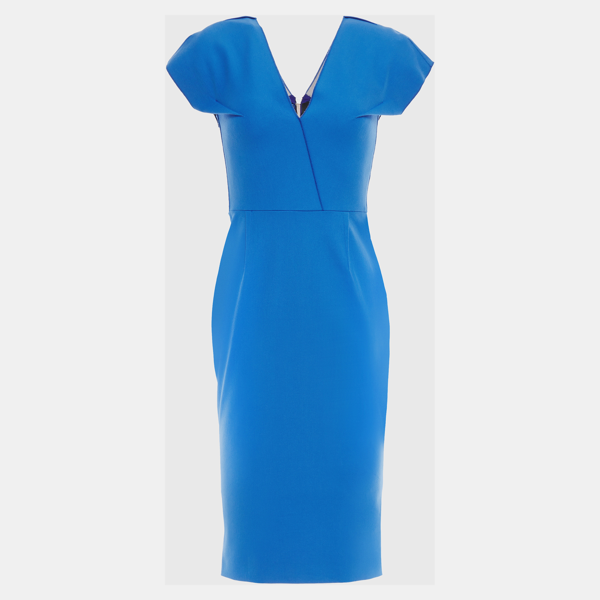 Pre-owned Roland Mouret Blue Cotton Midi Dress S (uk 6)
