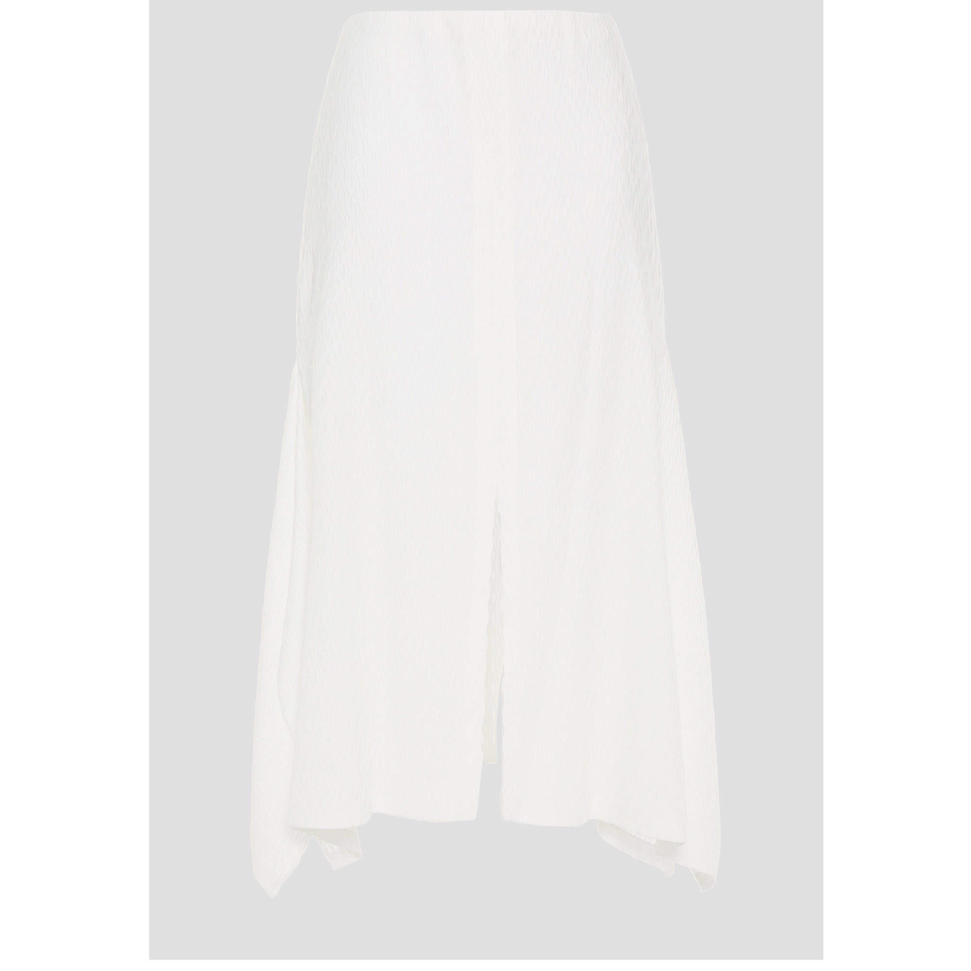 Pre-owned Roland Mouret White Crinkled Chiffonmidi Skirt L (uk 12)