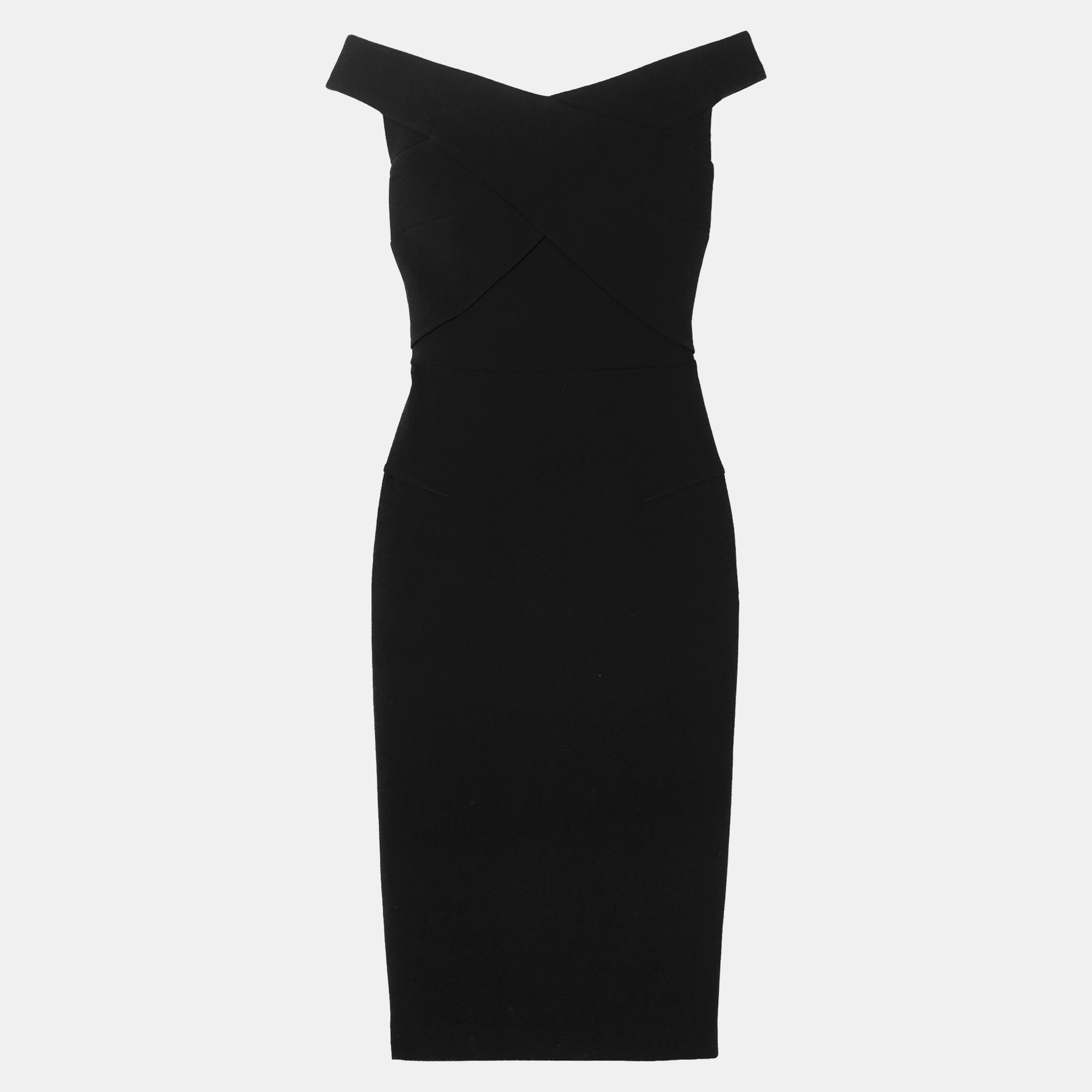 Pre-owned Roland Mouret Wool Midi Dress 20 In Black