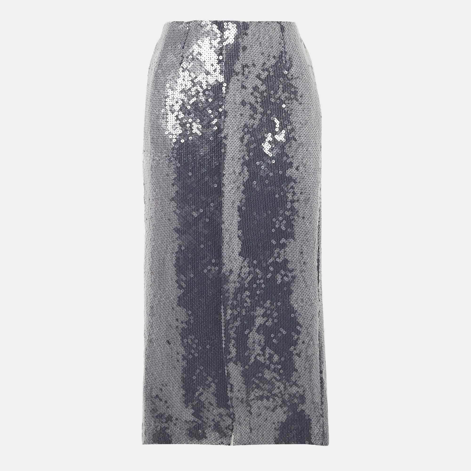 Pre-owned Roland Mouret Polyester Midi Skirt 10 In Silver