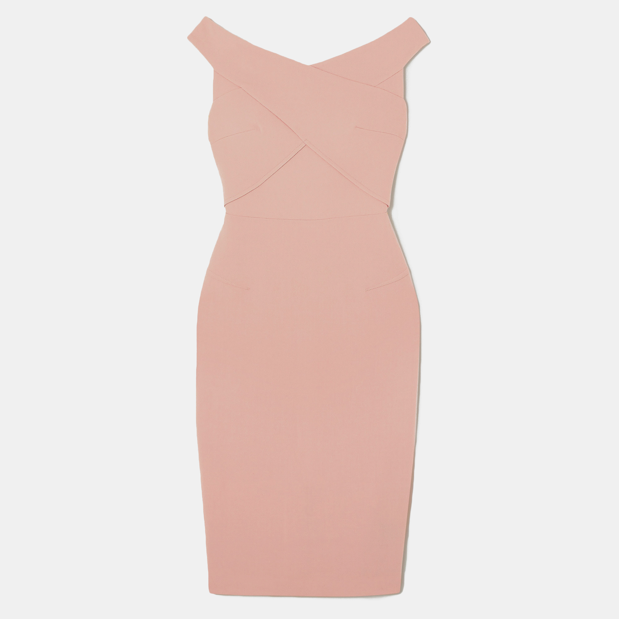Pre-owned Roland Mouret Pink Wool Midi Dress Xl (uk 14)