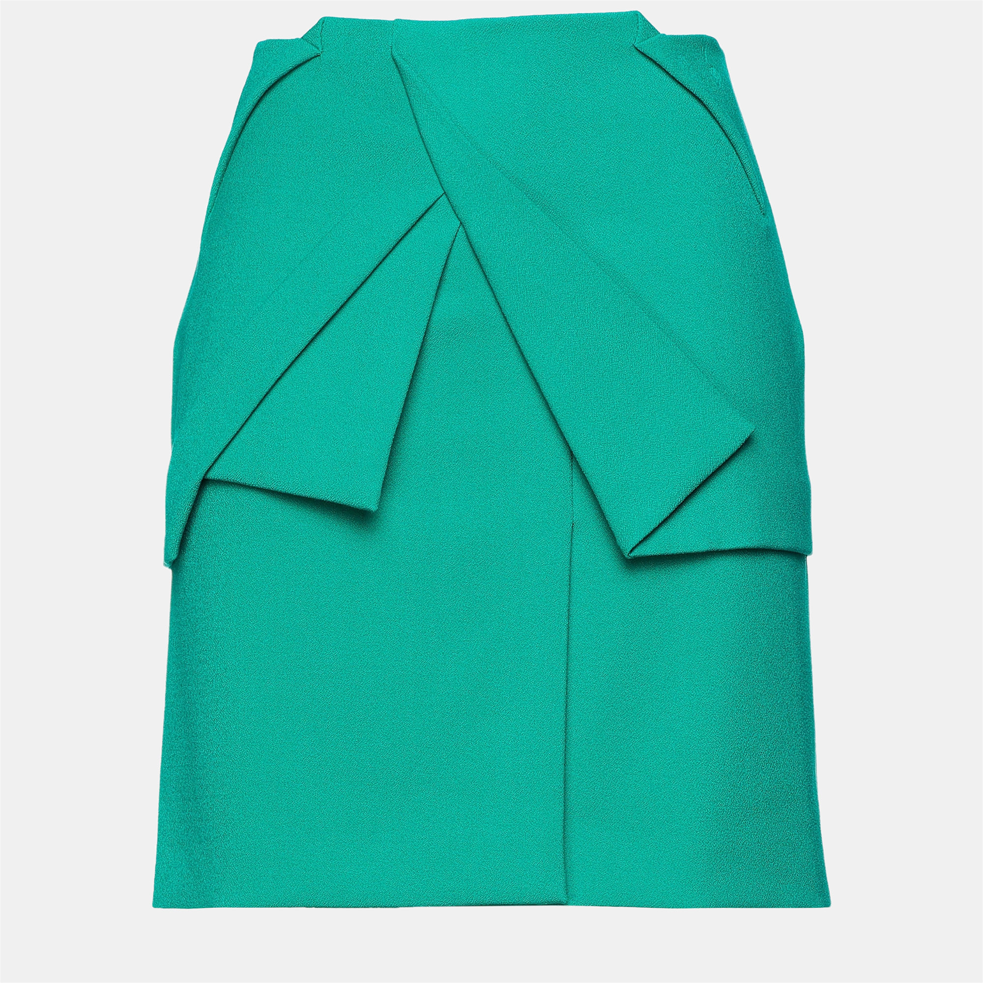 Pre-owned Roland Mouret Green Crepe Belle Mini Skirt Xl (uk 14)