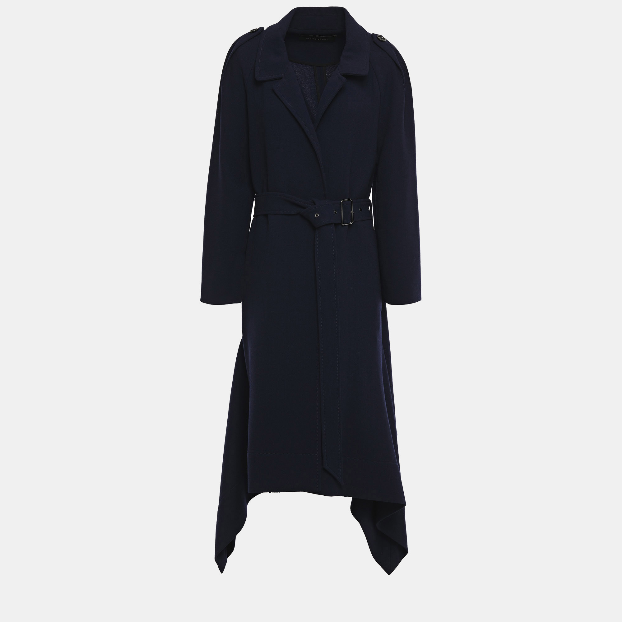 Pre-owned Roland Mouret Wool Long Coat L In Blue