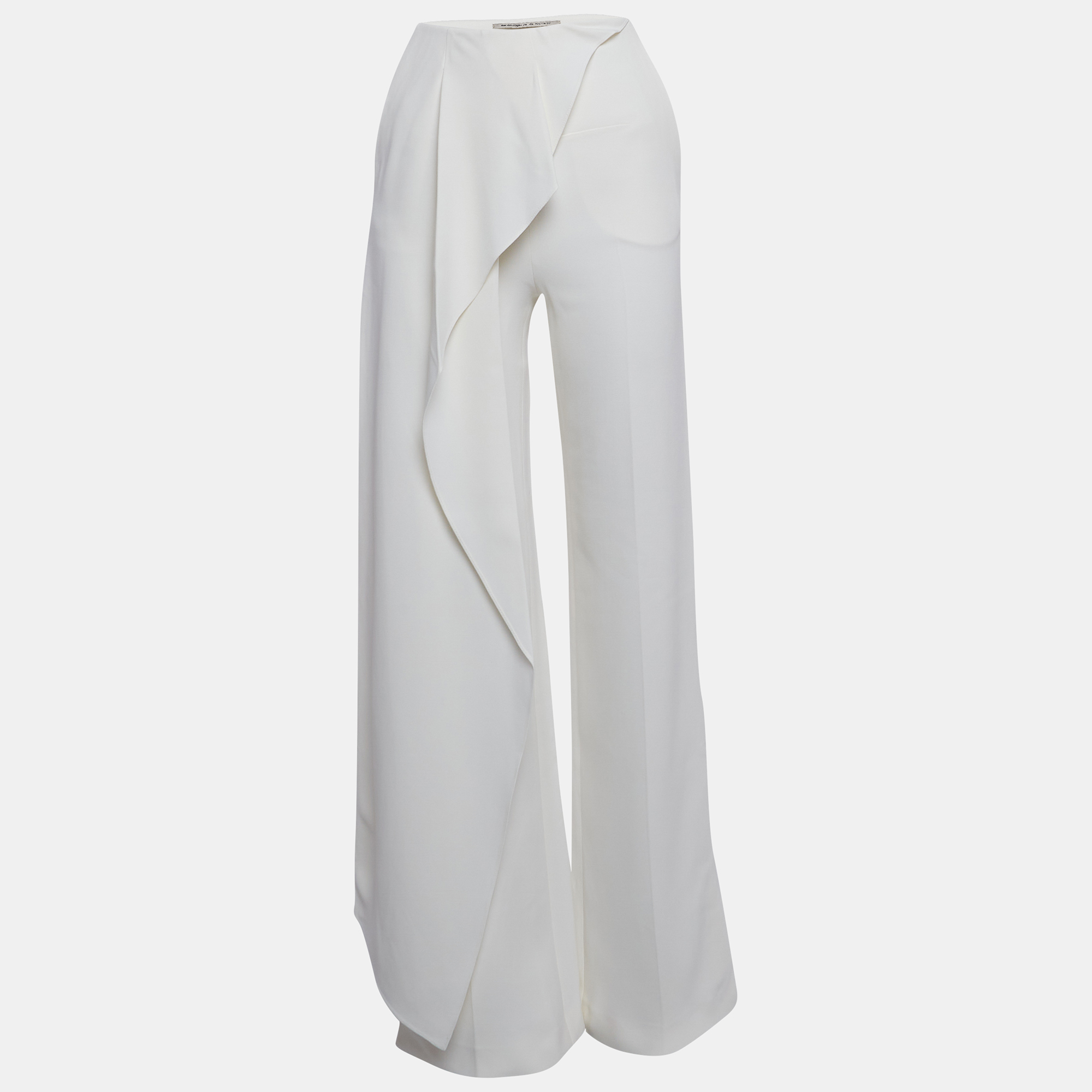 Pre-owned Roland Mouret Limited Edition By  White Stretch Crepe Draped Griffith Trousers S