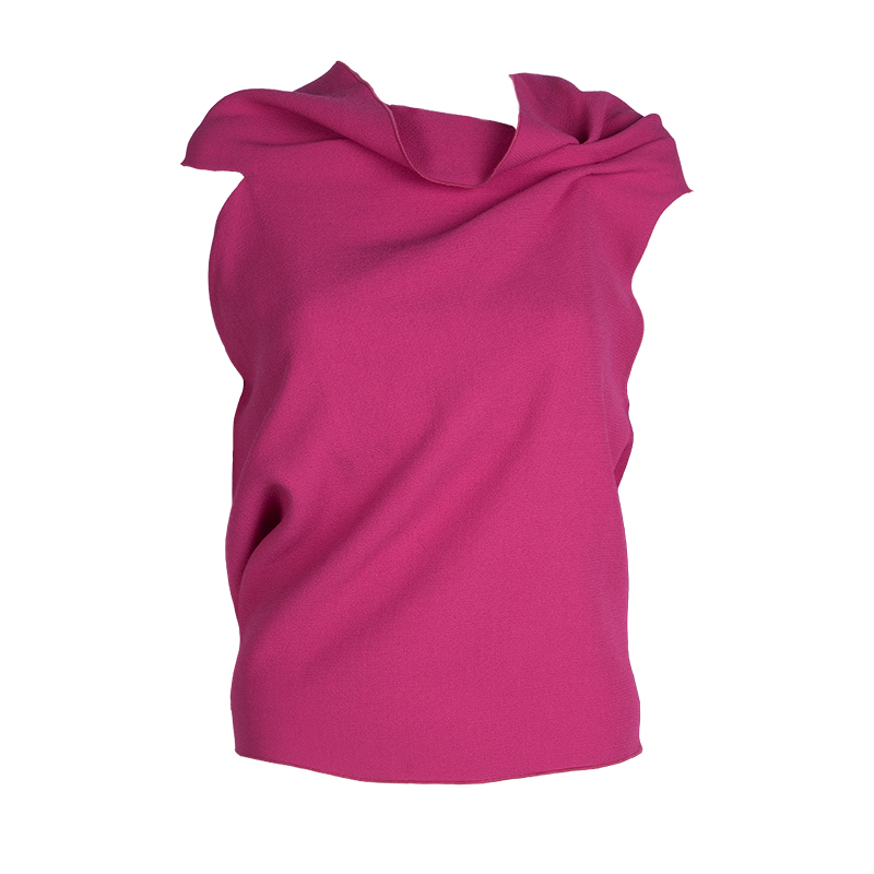 Roland Mouret Pink Wool Asymmetric Draped Eugene Top S