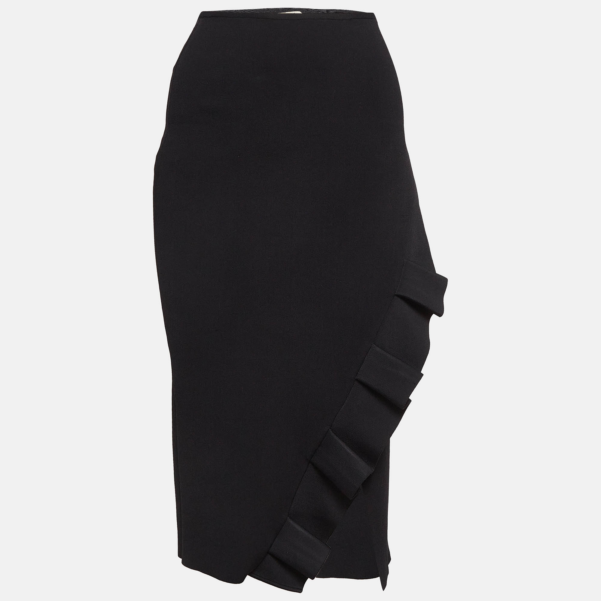 

Roland Mouret Black Knit Ruffled Pencil Skirt S