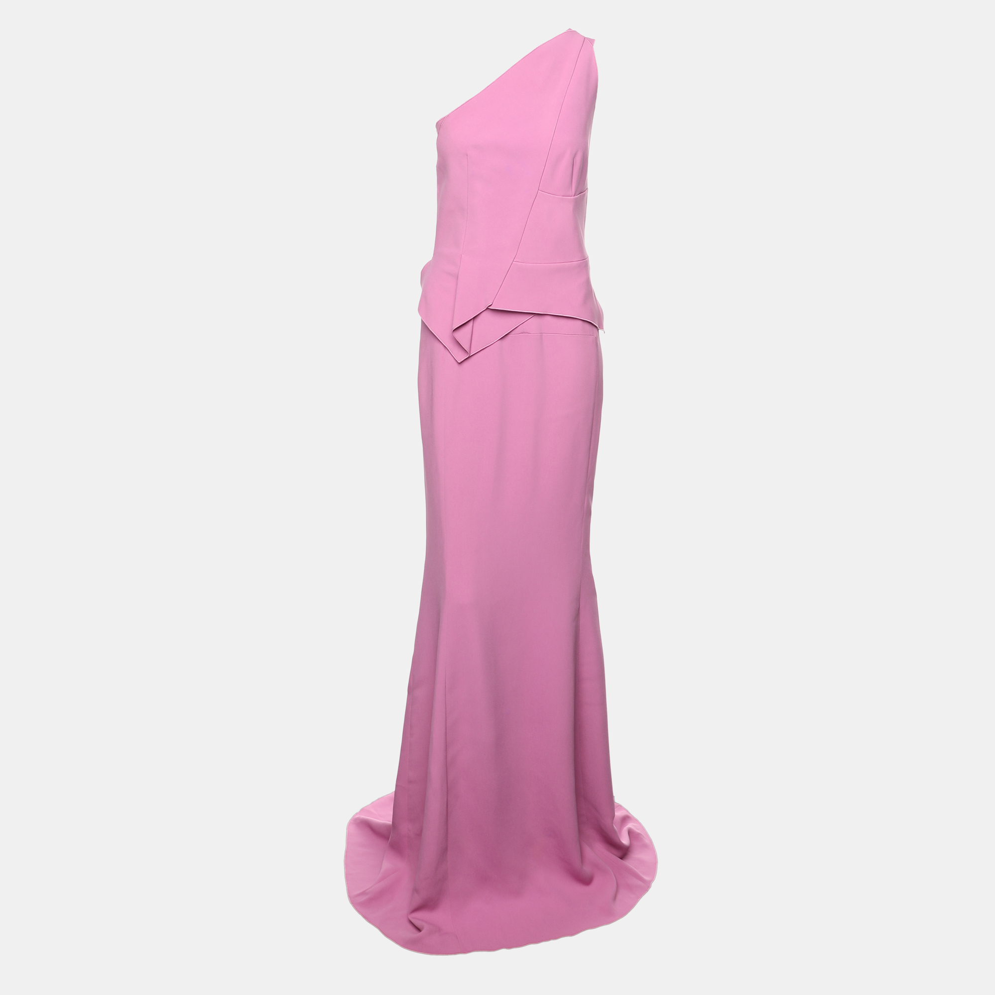 

Roland Mouret Pink Crepe One Shoulder Evening Dress M